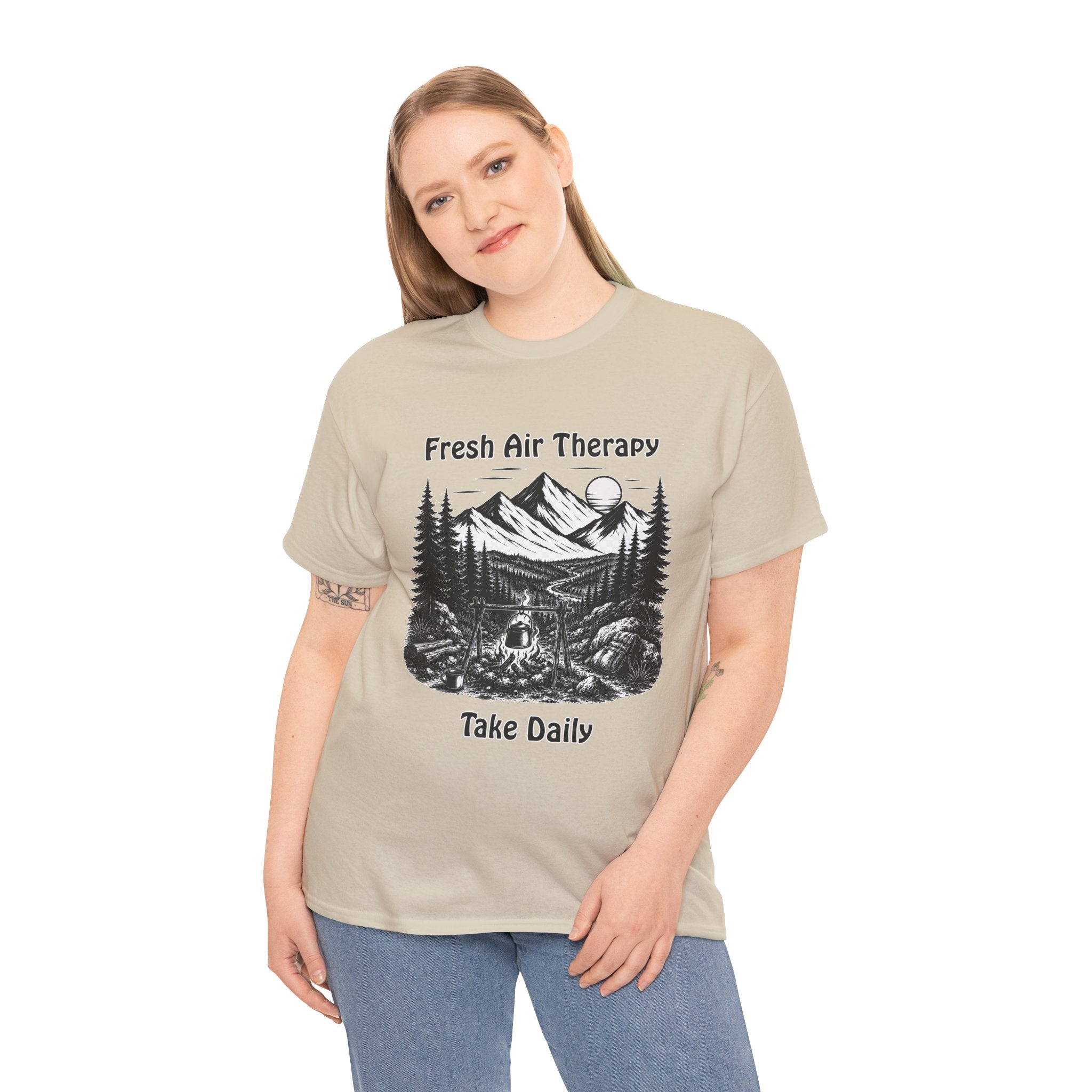 Fresh Air Therapy T Shirt – Outdoor Adventure Camping Hiking Graphic Tee