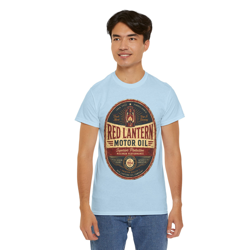 Red Lantern Motor Oil Vintage T Shirt – Retro Automotive Garage Graphic Tee for Car Lovers
