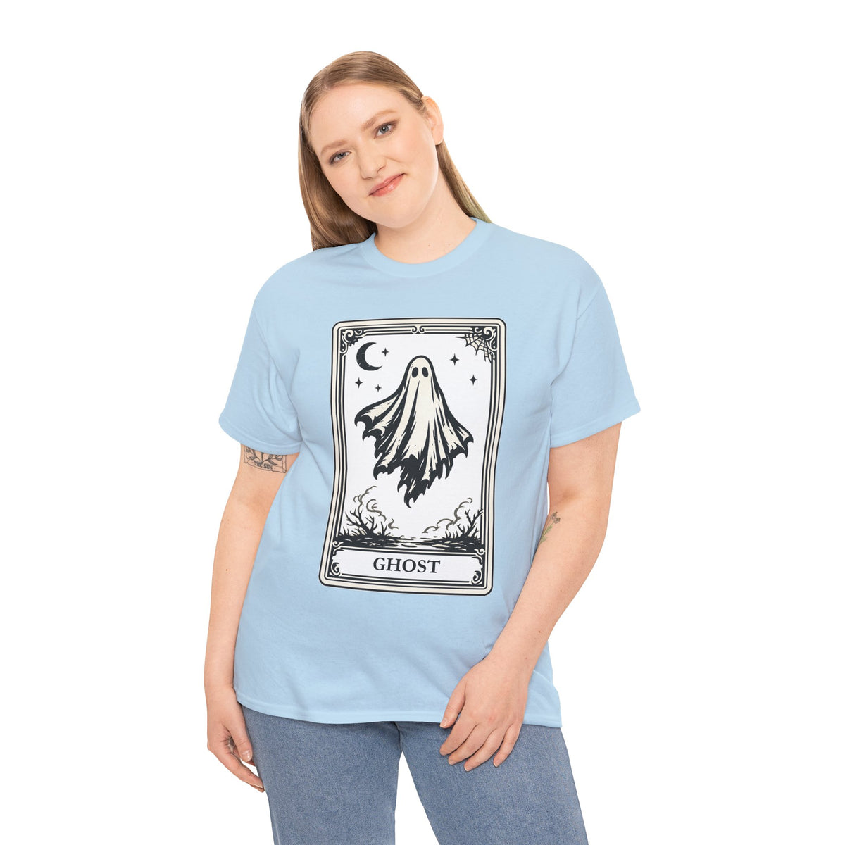 Ghost Tarot Card Halloween Graphic T-Shirt | WildOrbit