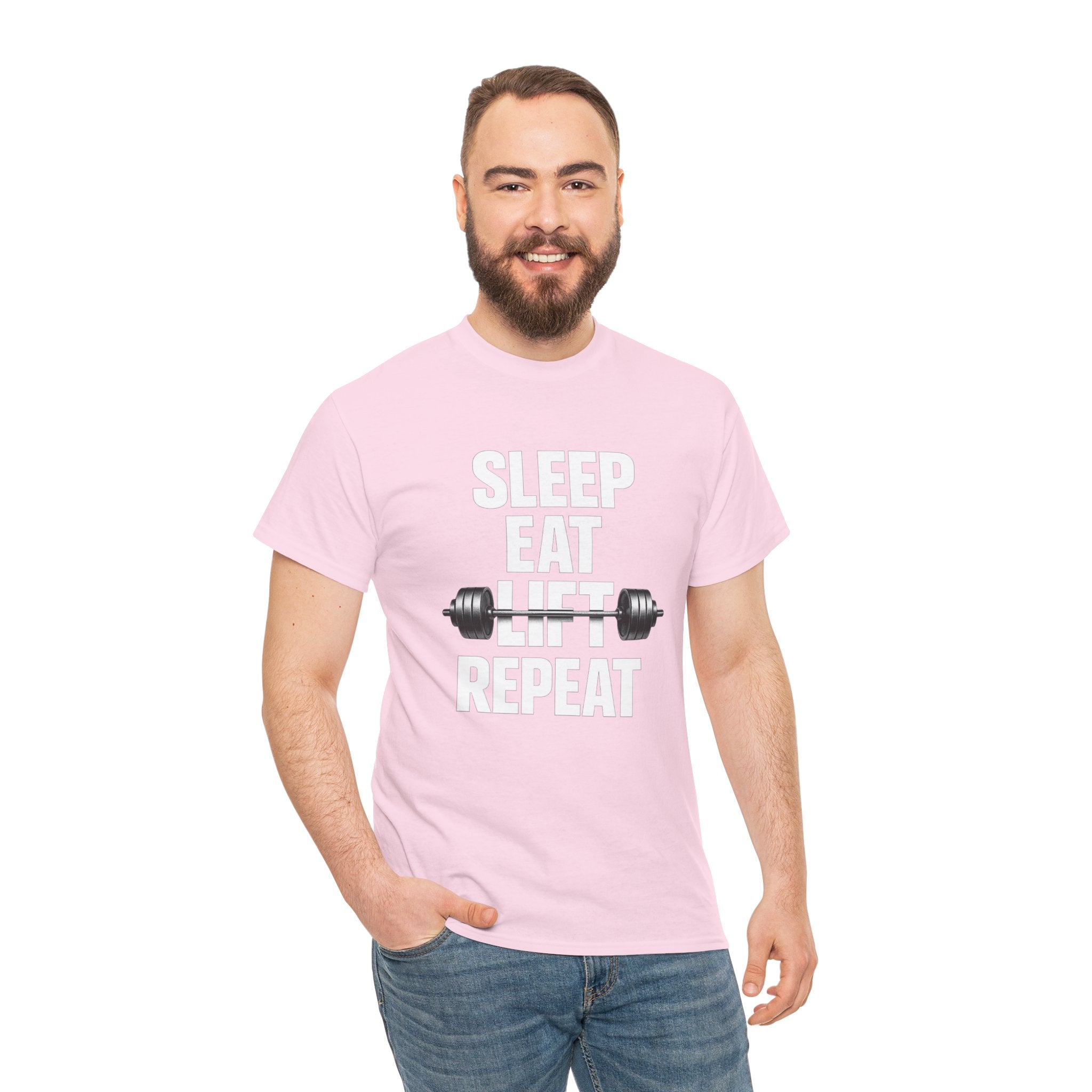 Sleep Eat Lift Barbell Repeat T-Shirt | Powerlifting Gym Shirt | Weightlifting Gift for Men and women