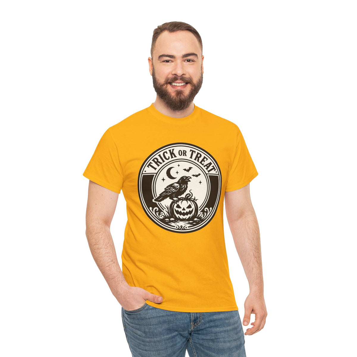 Trick or Treat Vintage Badge Halloween Graphic T-Shirt | WildOrbit