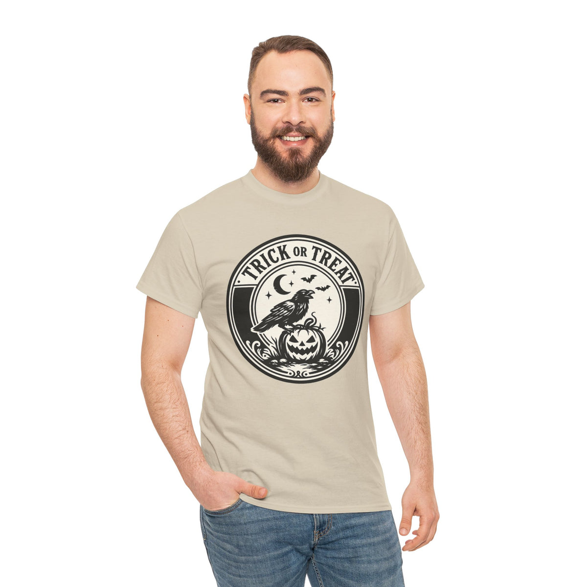 Trick or Treat Vintage Badge Halloween Graphic T-Shirt | WildOrbit