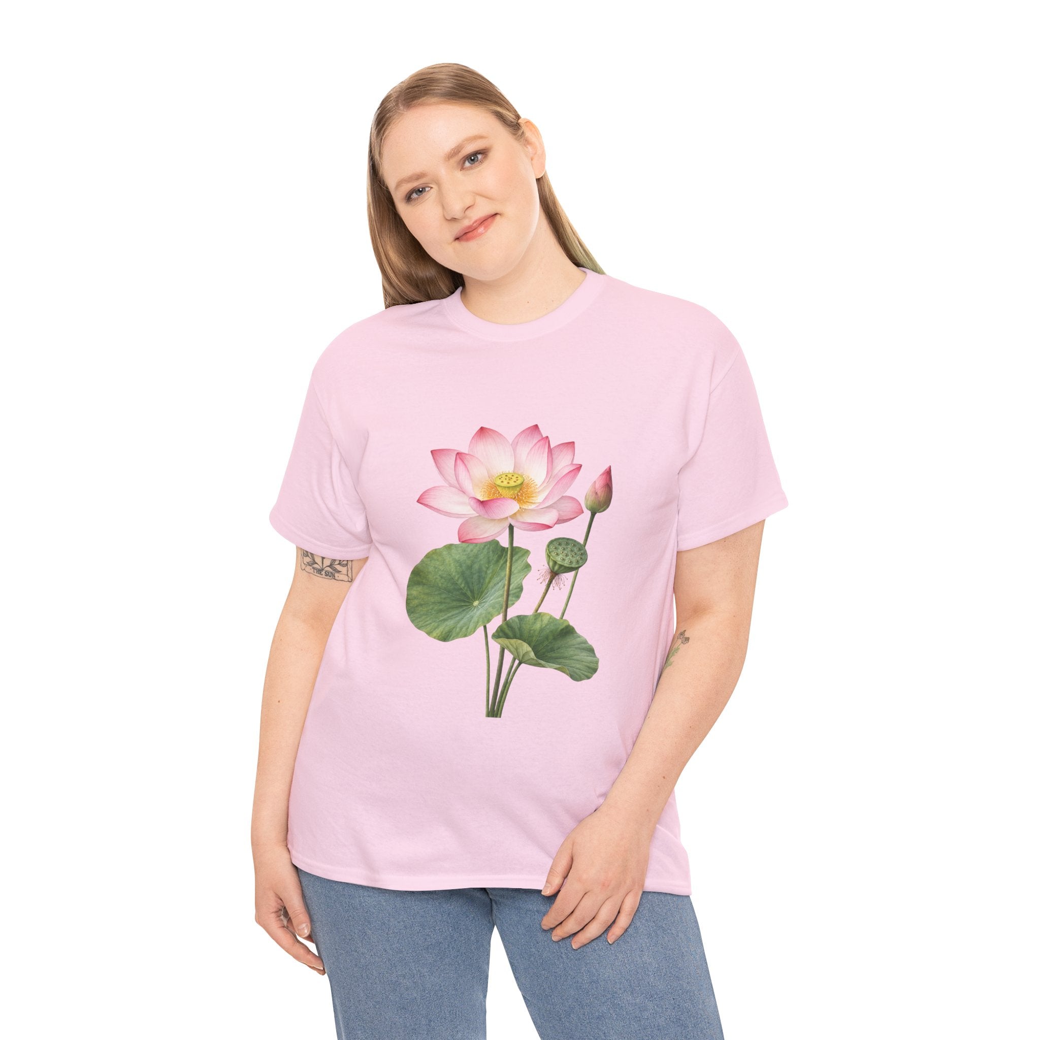 Pink Lotus Flower T Shirt – Botanical Floral Graphic Tee for Yoga, Meditation & Nature Lovers