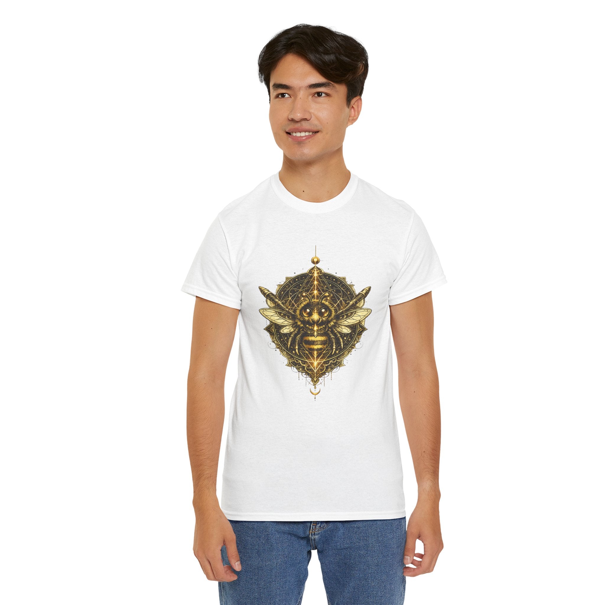 Sacred Geometry Bee T Shirt – Egyptian Mystic Honeybee Graphic Tee