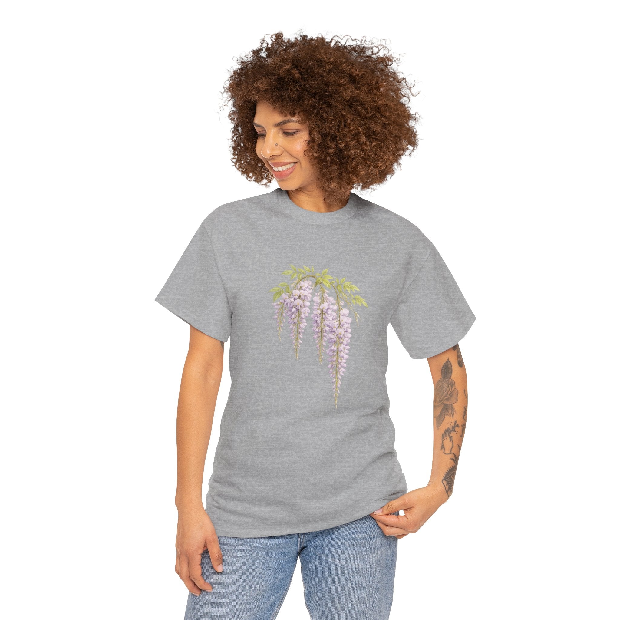 Wisteria Blossom Floral T Shirt – Vintage Botanical Hanging Purple Flower Graphic Tee