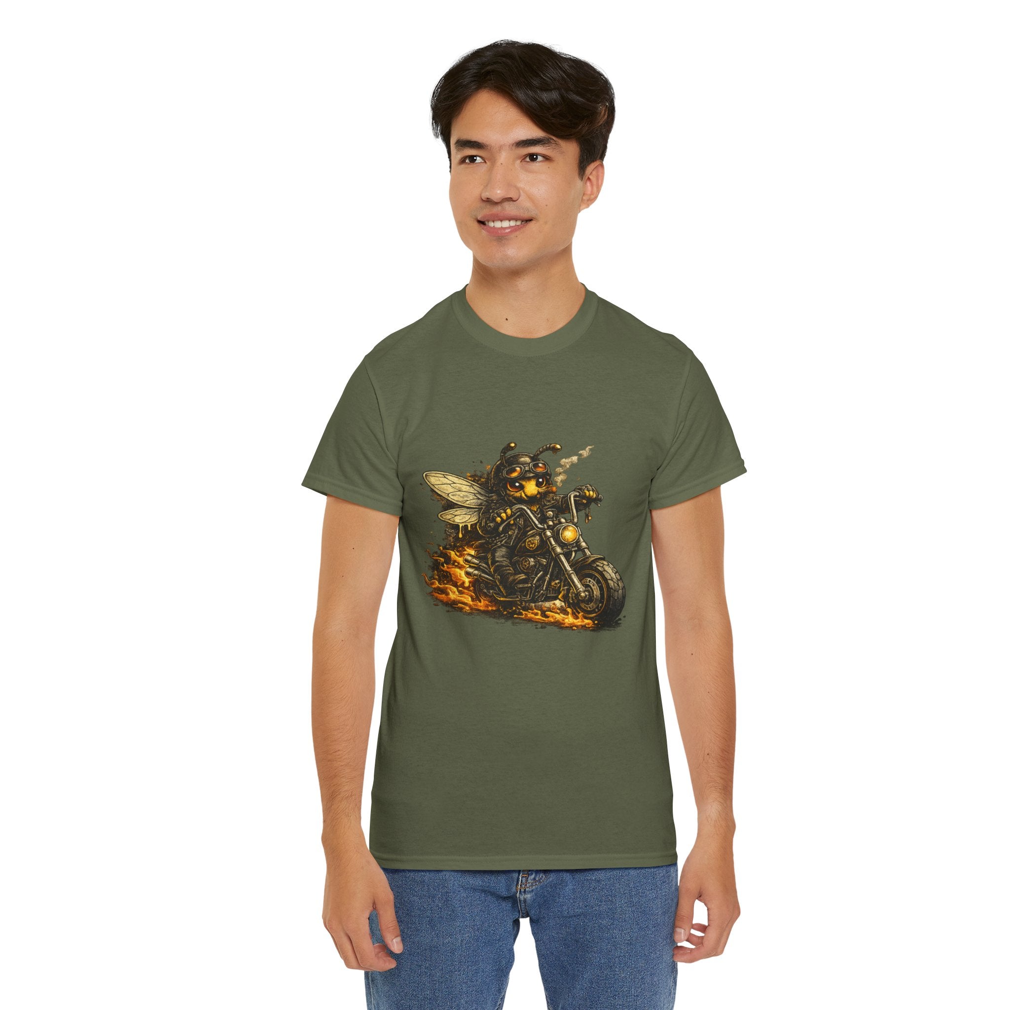 Biker Bee T Shirt – Funny Motorcycle Bee Graphic Tee for Biker & Bee Lovers