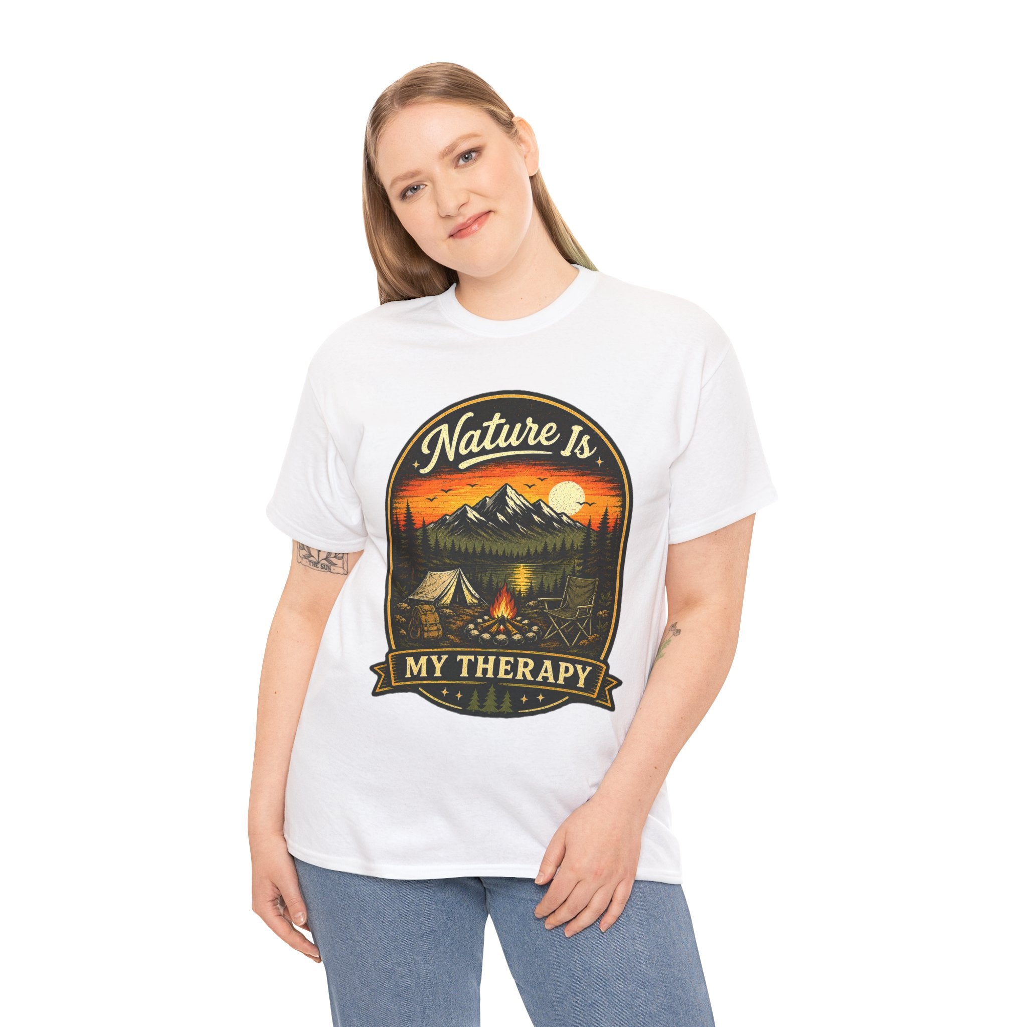 Nature Is My Therapy T Shirt – Vintage Camping Graphic Tee for Hikers & Outdoor Lovers