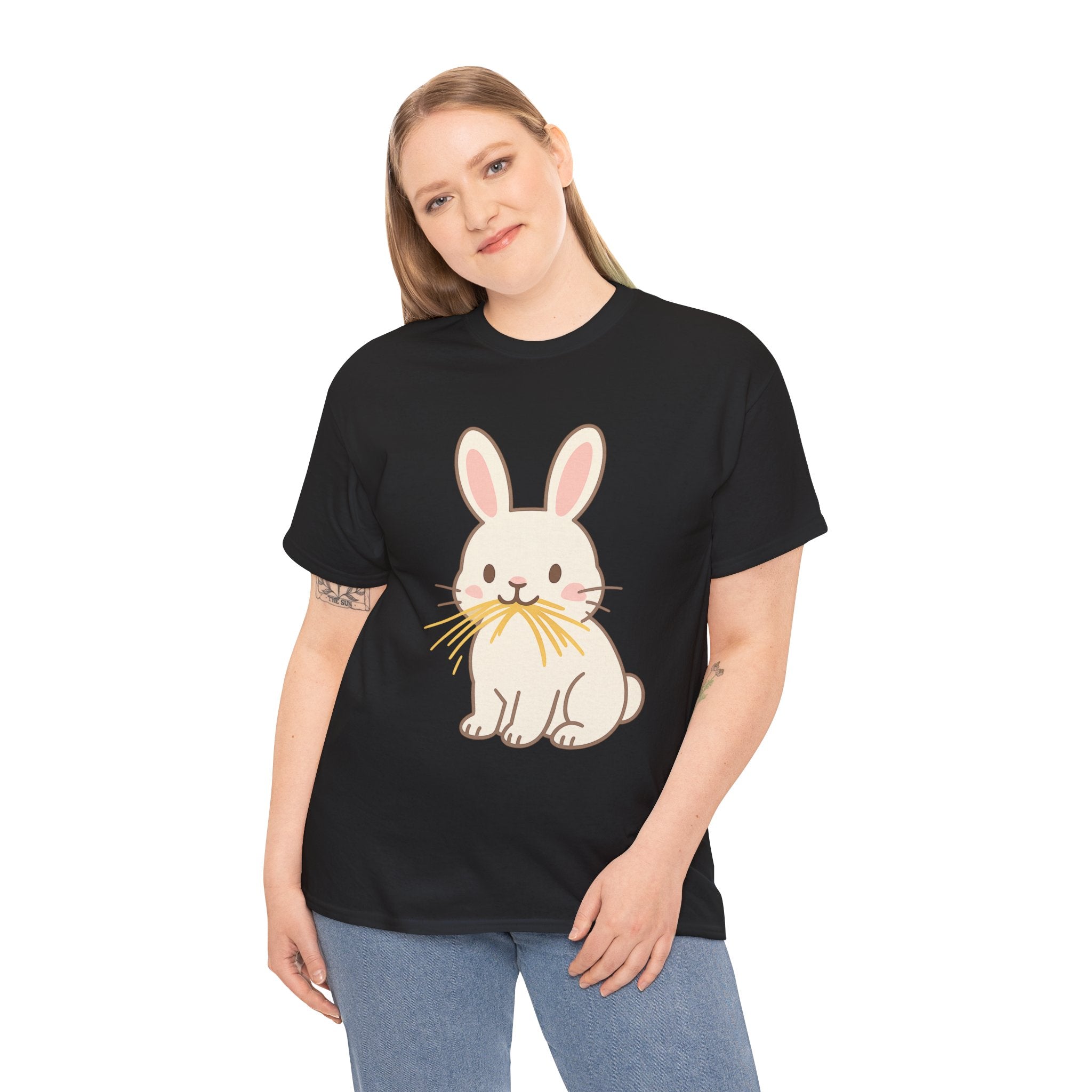 Cute Bunny Eating Hay T Shirt – Adorable Cartoon Rabbit Graphic Tee