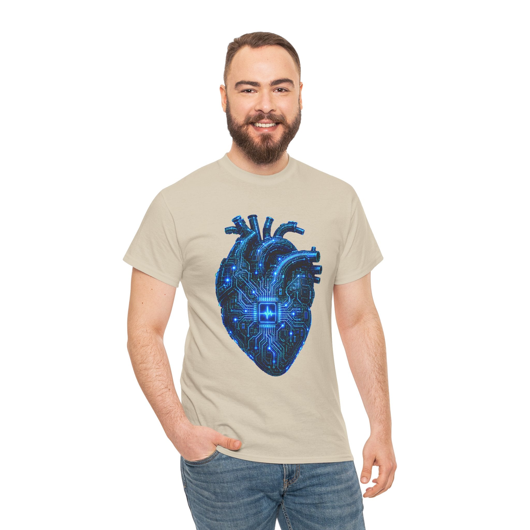 Synthetic Heart Cyberpunk Graphic T-Shirt | WildOrbit