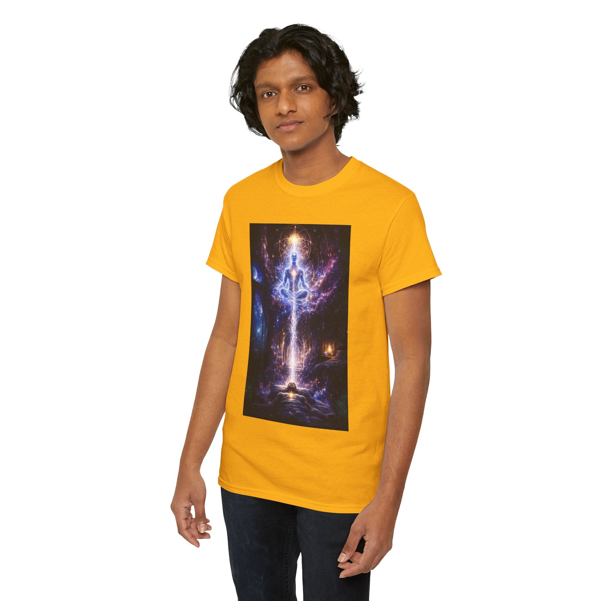 The Observer Spiritual Ascension T Shirt – Cosmic Meditation & Aura Art Graphic Tee