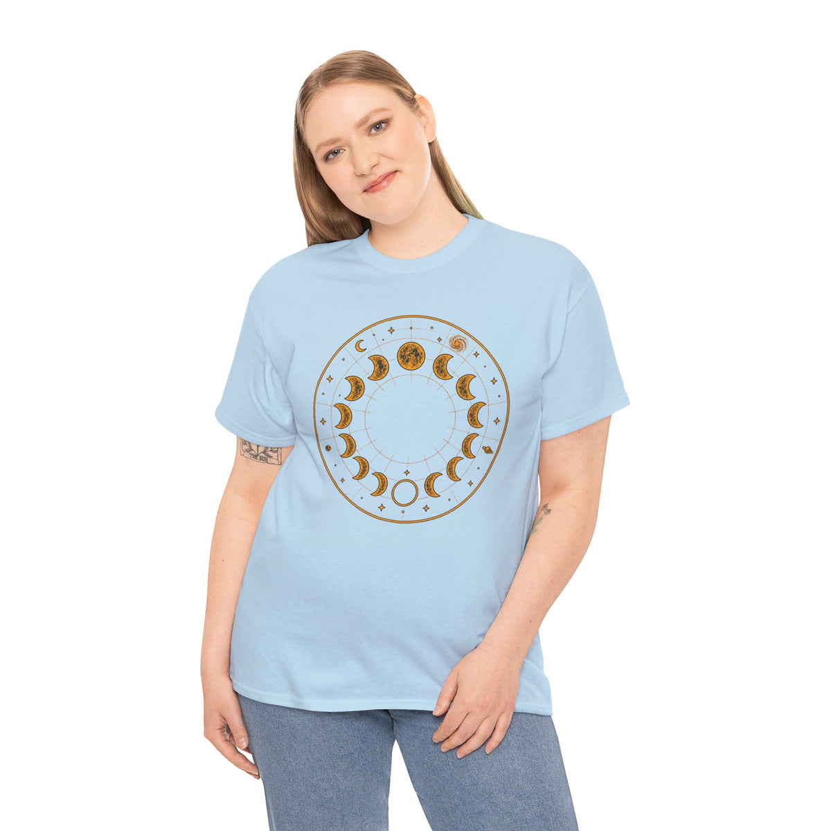 Moon Phases Celestial Mandala Graphic T-Shirt | WildOrbit
