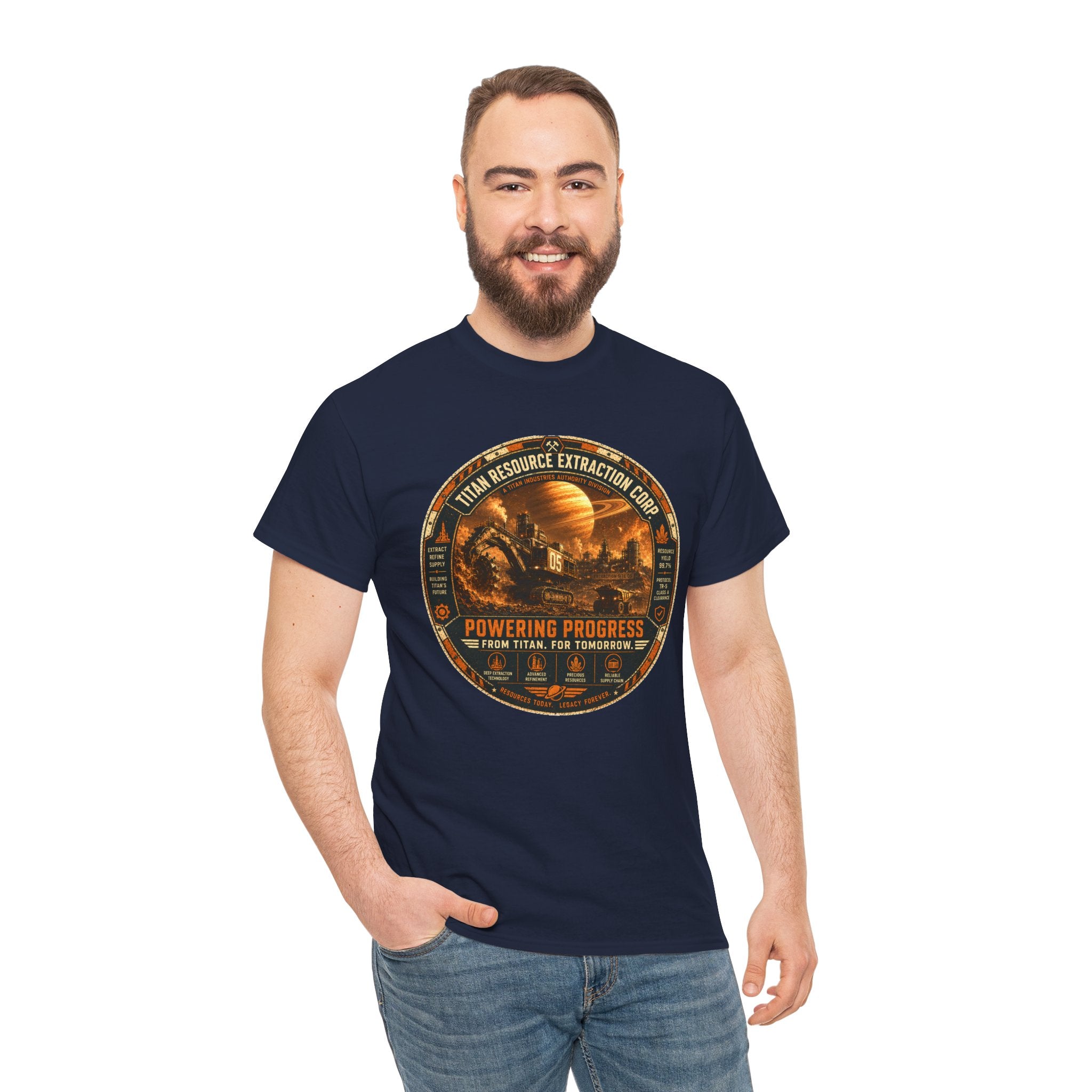 Titan Resource Extraction Corp T Shirt – Retro Sci Fi Space Mining Graphic Tee