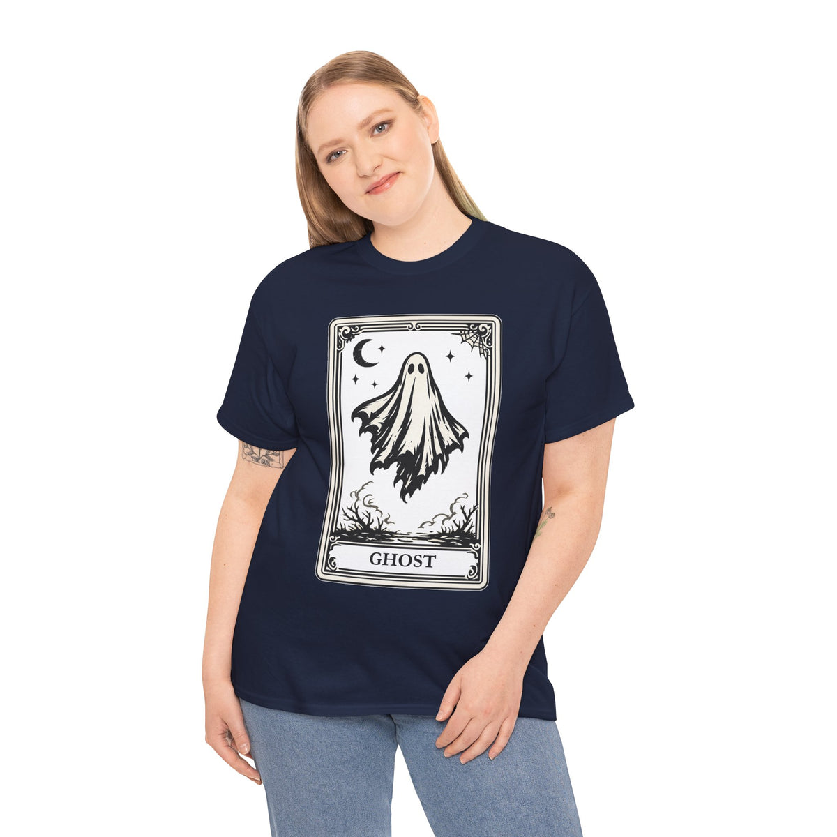 Ghost Tarot Card Halloween Graphic T-Shirt | WildOrbit