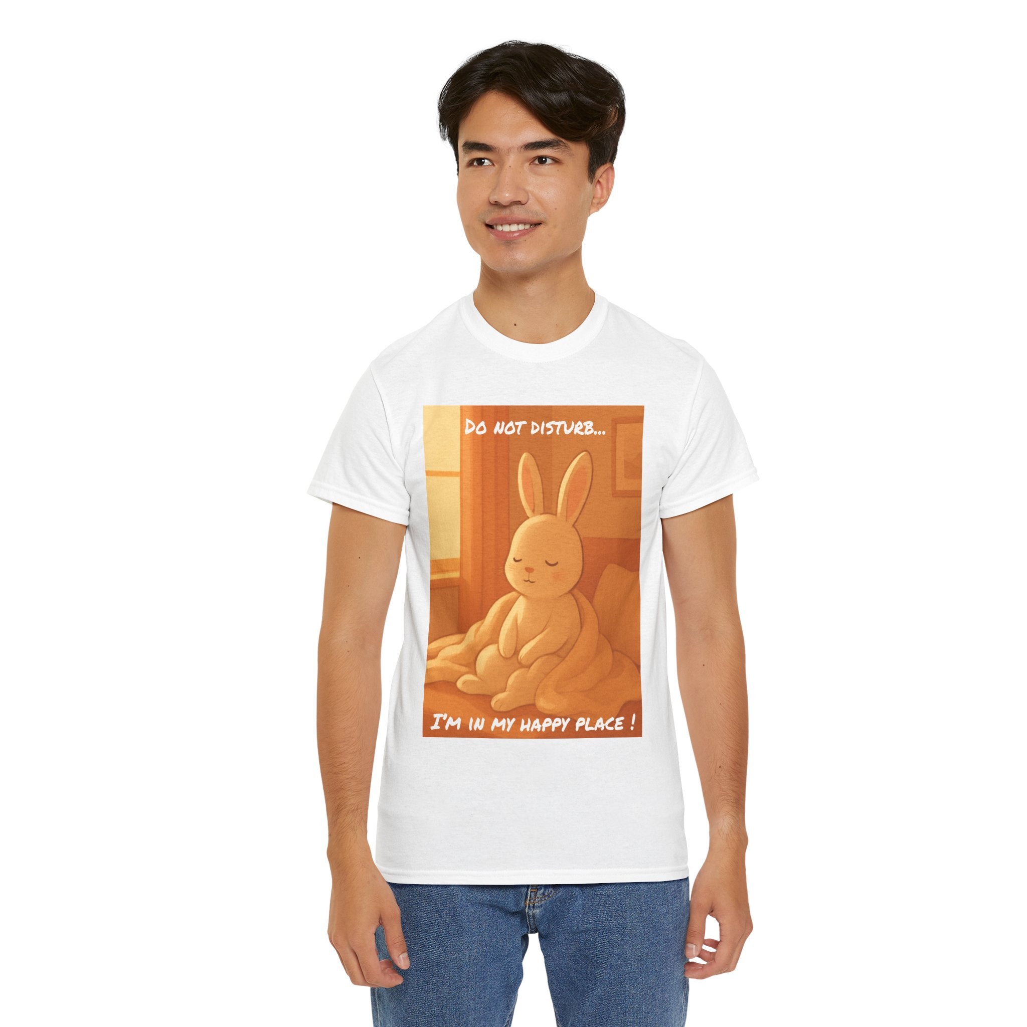 Funny Bunny Meditating T Shirt – Do Not Disturb, I’m In My Happy Place Cute Rabbit Tee