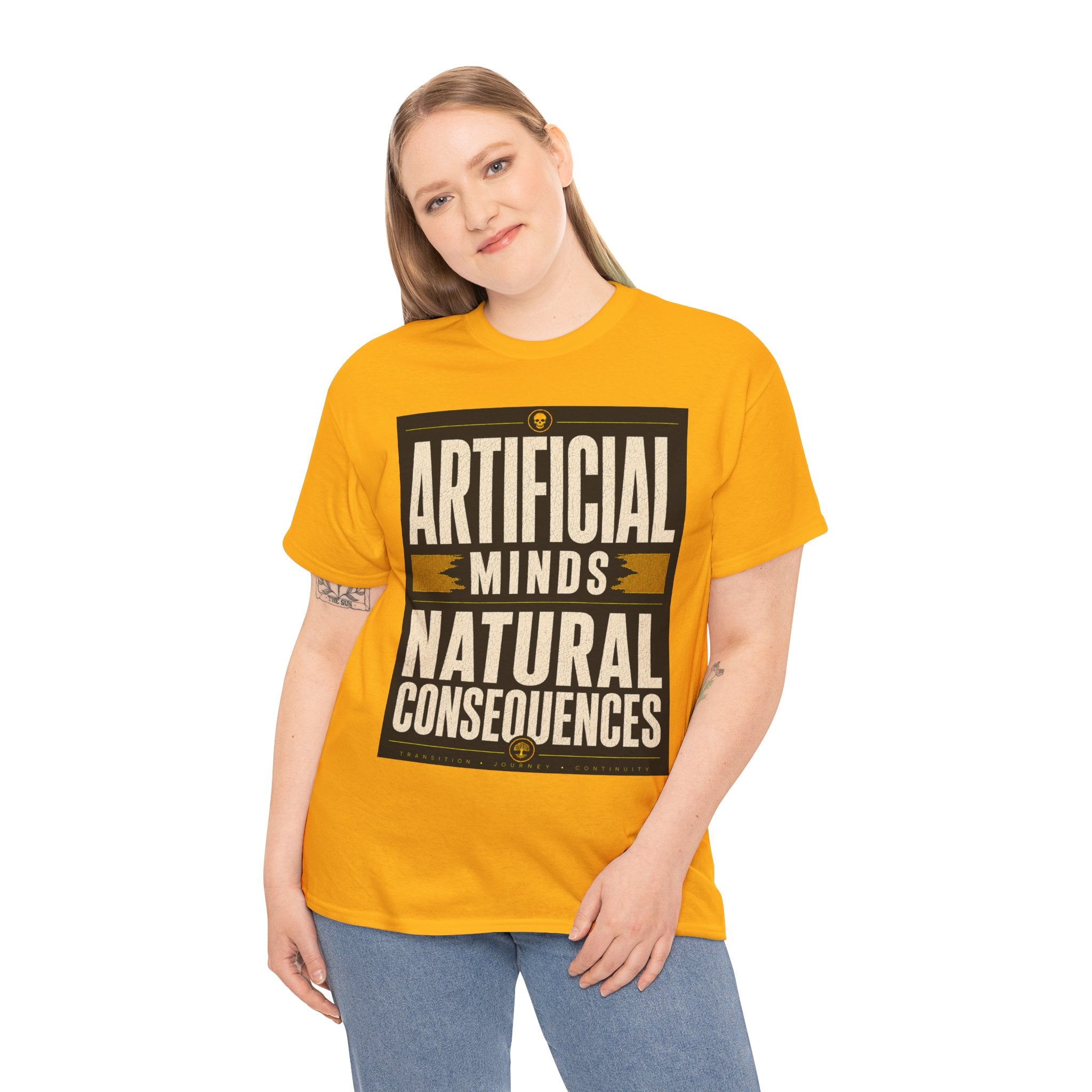 Artificial Minds Natural Consequences T Shirt – Retro Anti AI Philosophy Graphic Tee