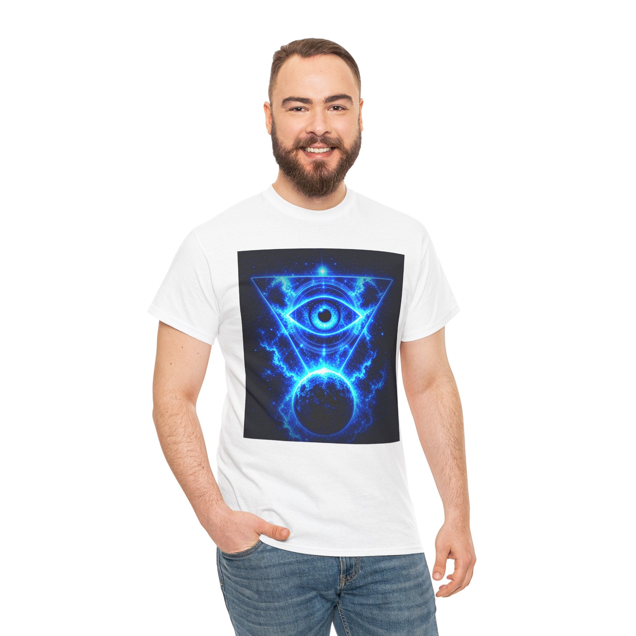 Sci Fi Cosmic Third Eye T Shirt – Electric Blue Occult Graphic Tee