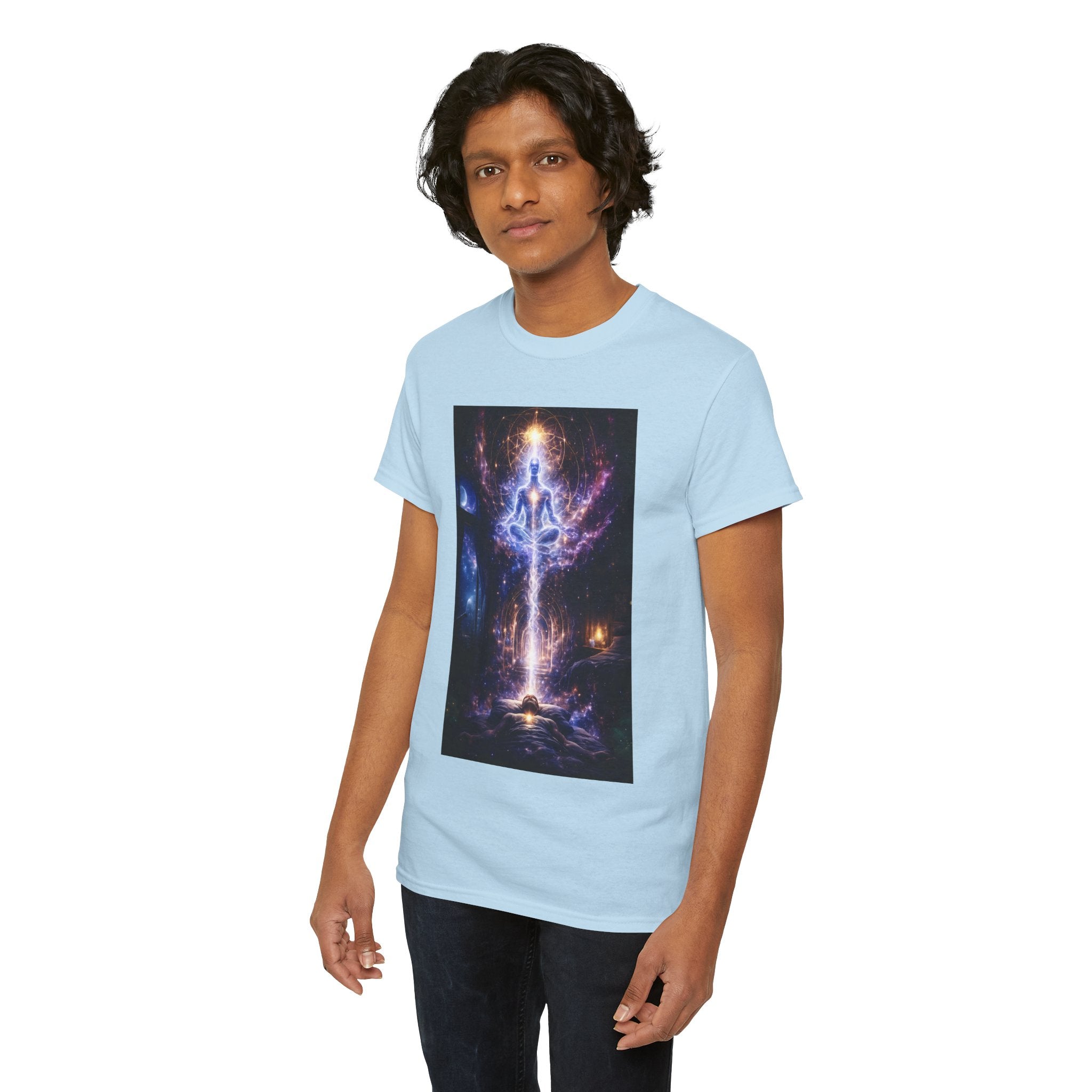 The Observer Spiritual Ascension T Shirt – Cosmic Meditation & Aura Art Graphic Tee