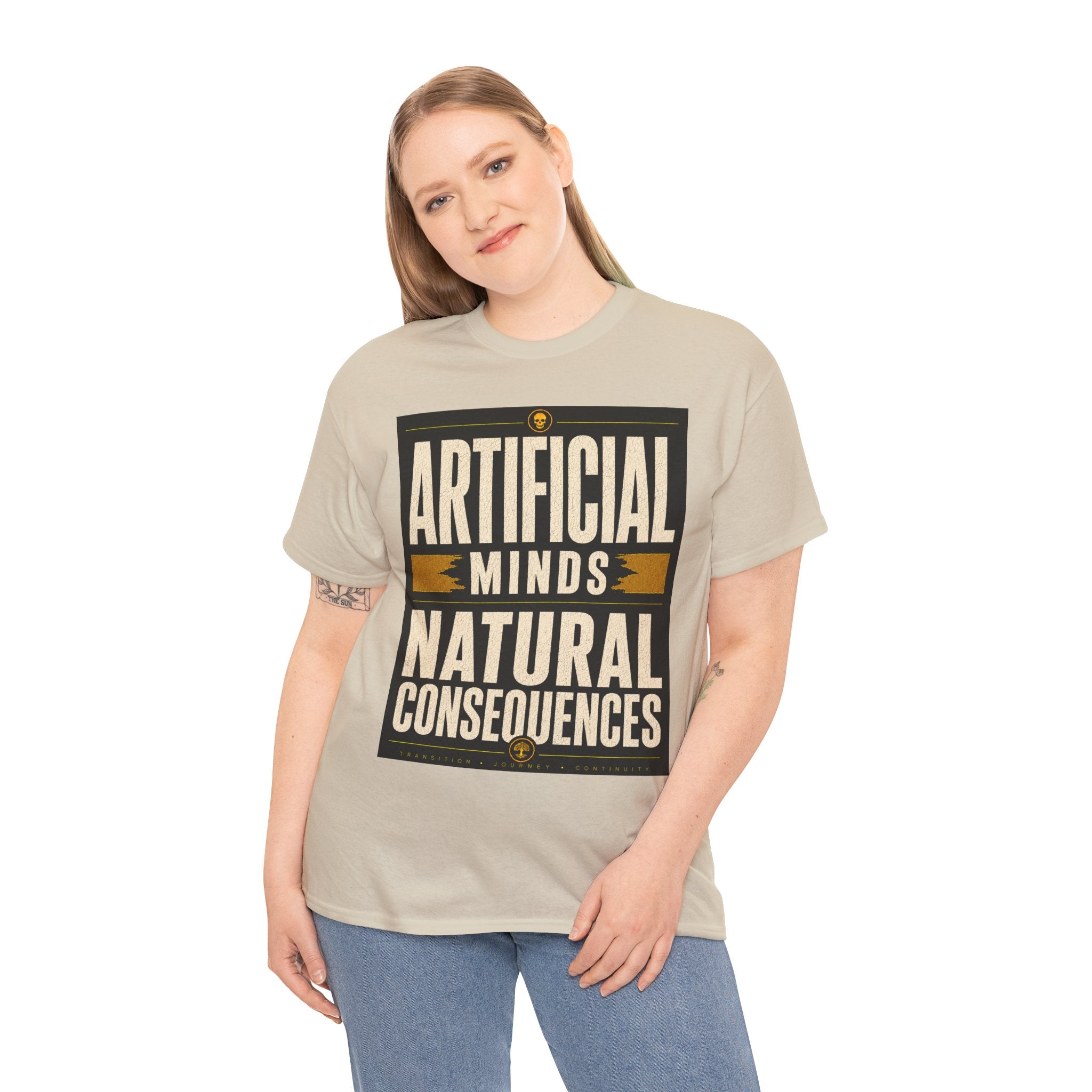 Artificial Minds Natural Consequences T Shirt – Retro Anti AI Philosophy Graphic Tee
