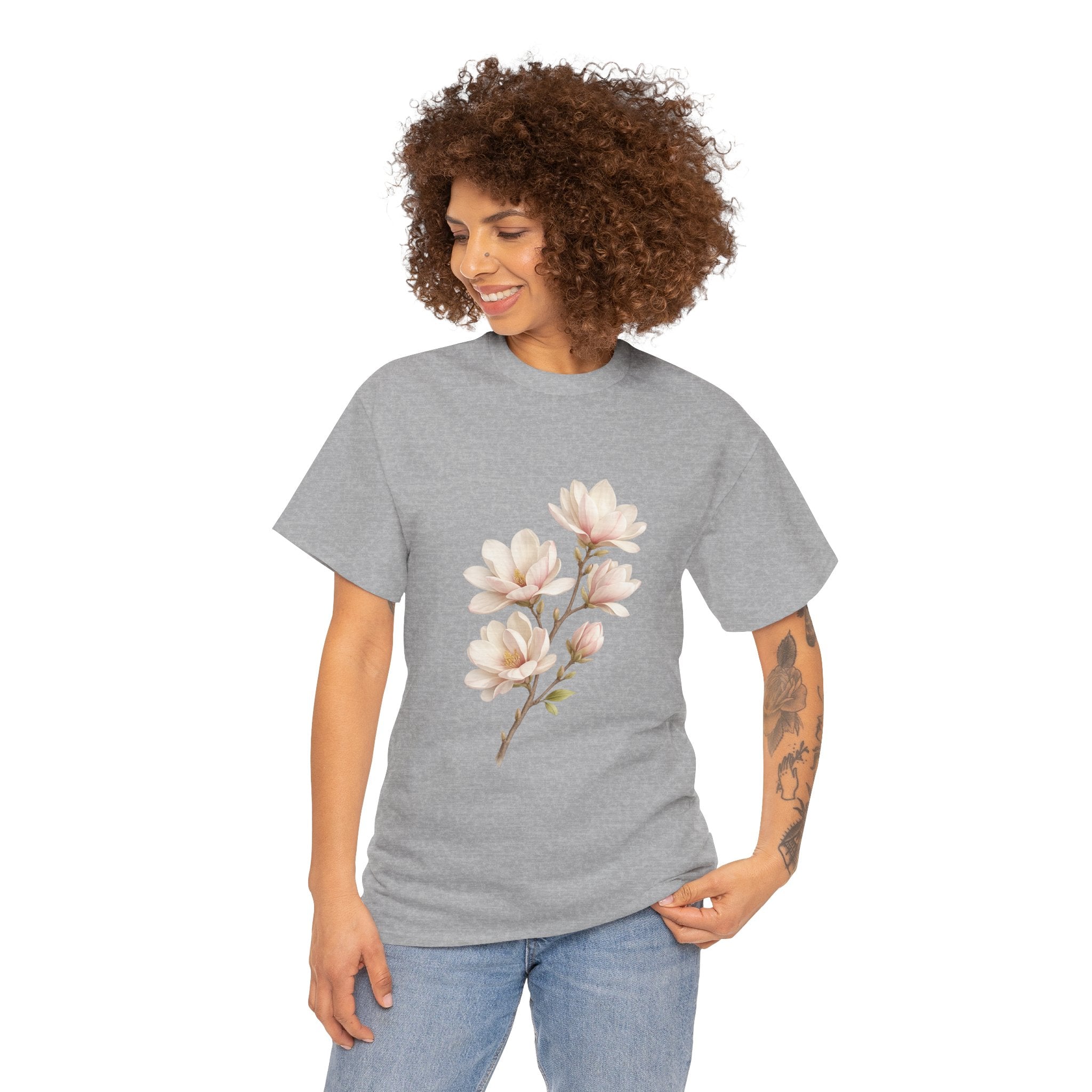 Magnolia Blossom Floral T Shirt – Vintage Botanical Flower Graphic Tee for Nature Lovers