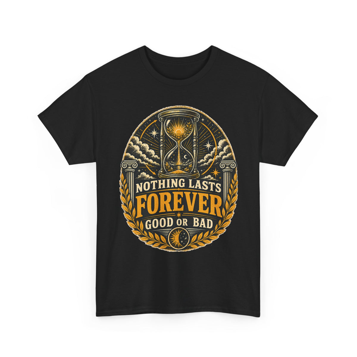 Nothing Lasts Forever Hourglass Philosophy Emblem T-Shirt