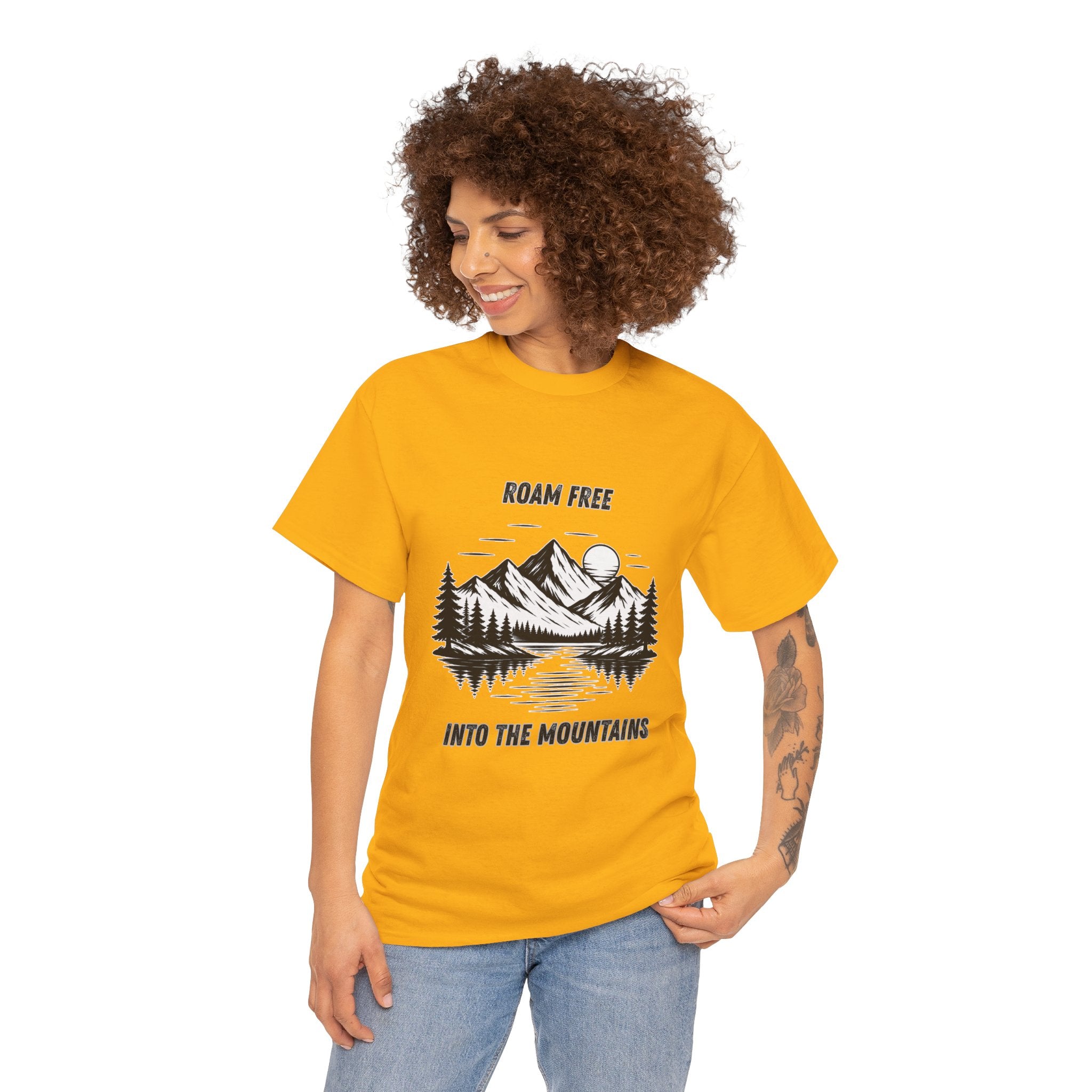 Roam Free Into The Mountains T Shirt – Hiking Camping Mountain Adventure Graphic Tee