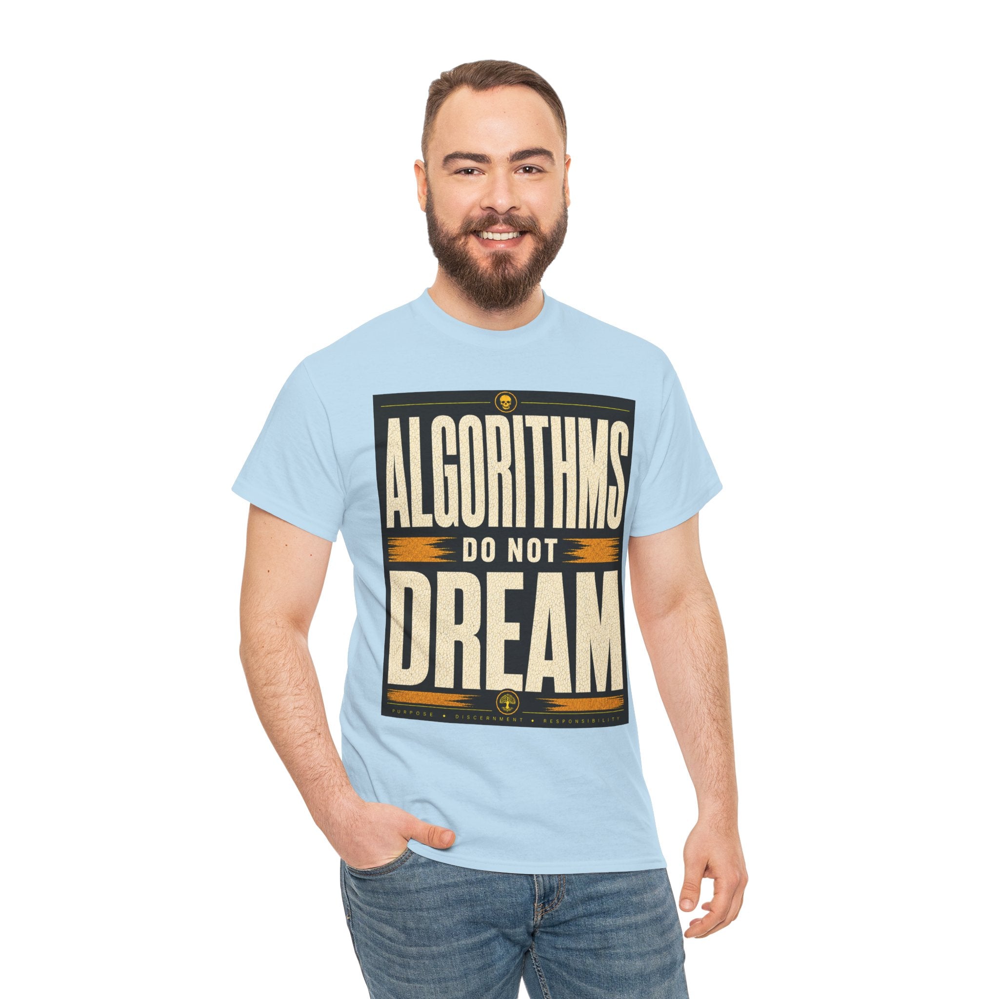 Algorithms Do Not Dream T Shirt – Retro AI Philosophy Graphic Tee