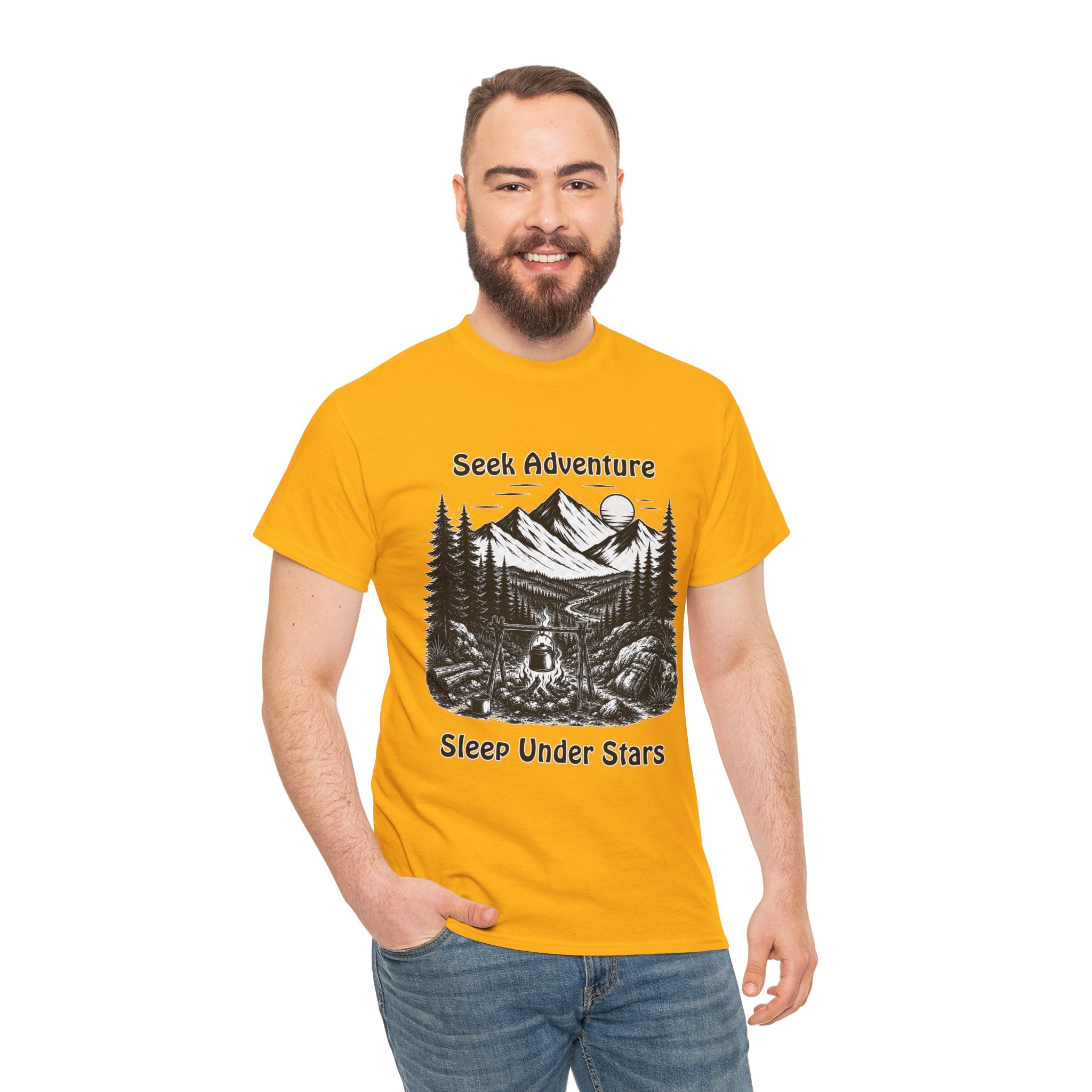Seek Adventure Sleep Under Stars T Shirt – Vintage Camping Hiking Mountain Graphic Tee