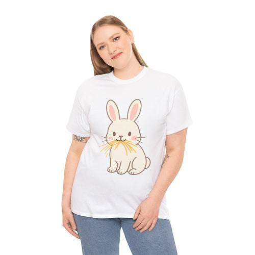 Cute Bunny Eating Hay T Shirt – Adorable Cartoon Rabbit Graphic Tee