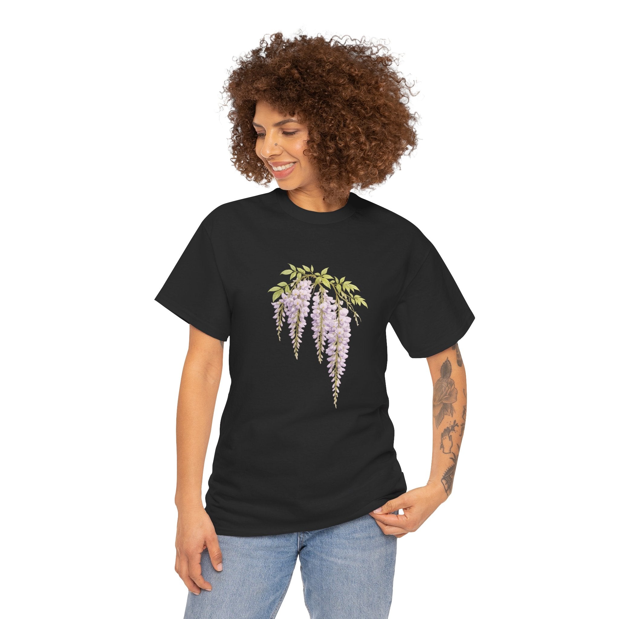 Wisteria Blossom Floral T Shirt – Vintage Botanical Hanging Purple Flower Graphic Tee