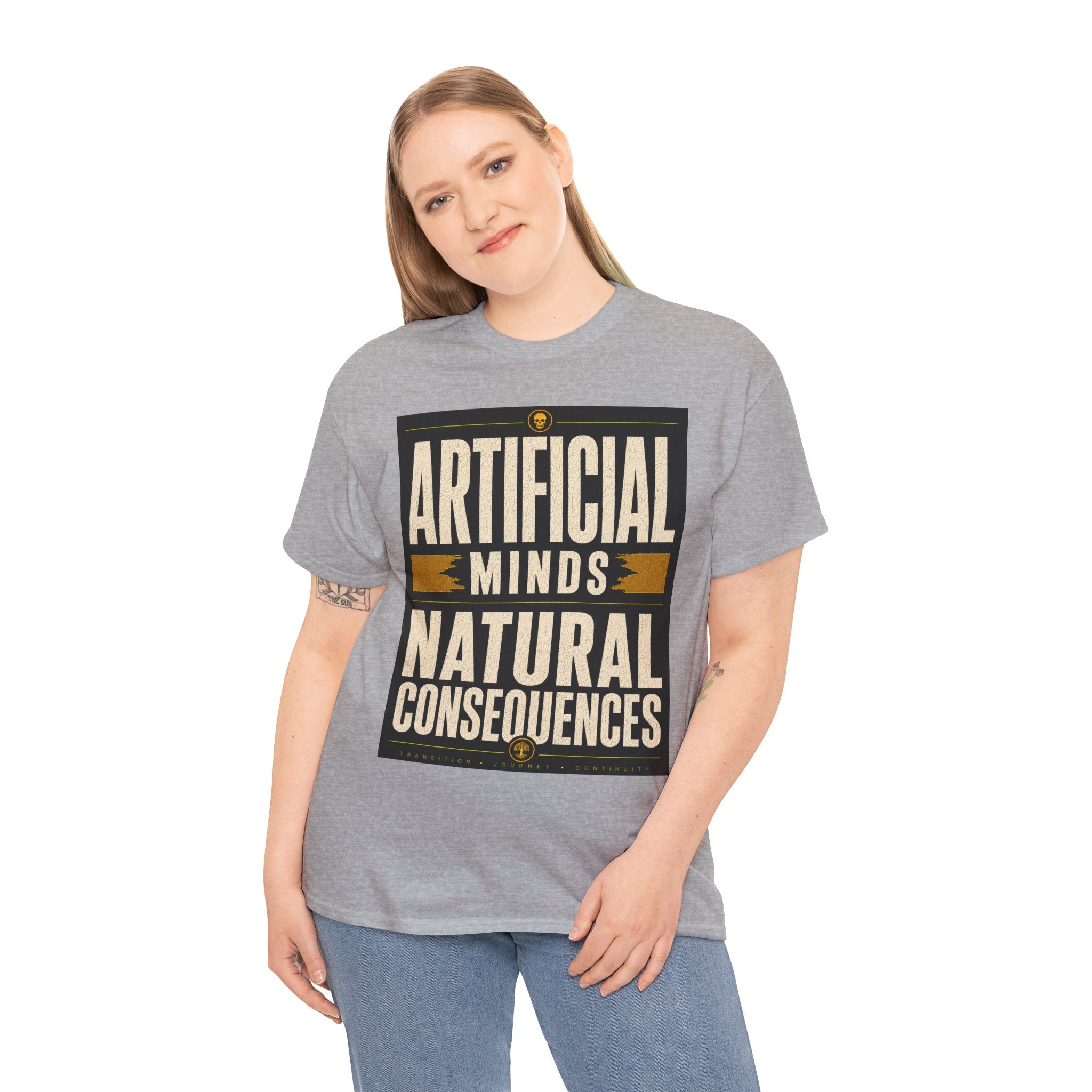 Artificial Minds Natural Consequences T Shirt – Retro Anti AI Philosophy Graphic Tee