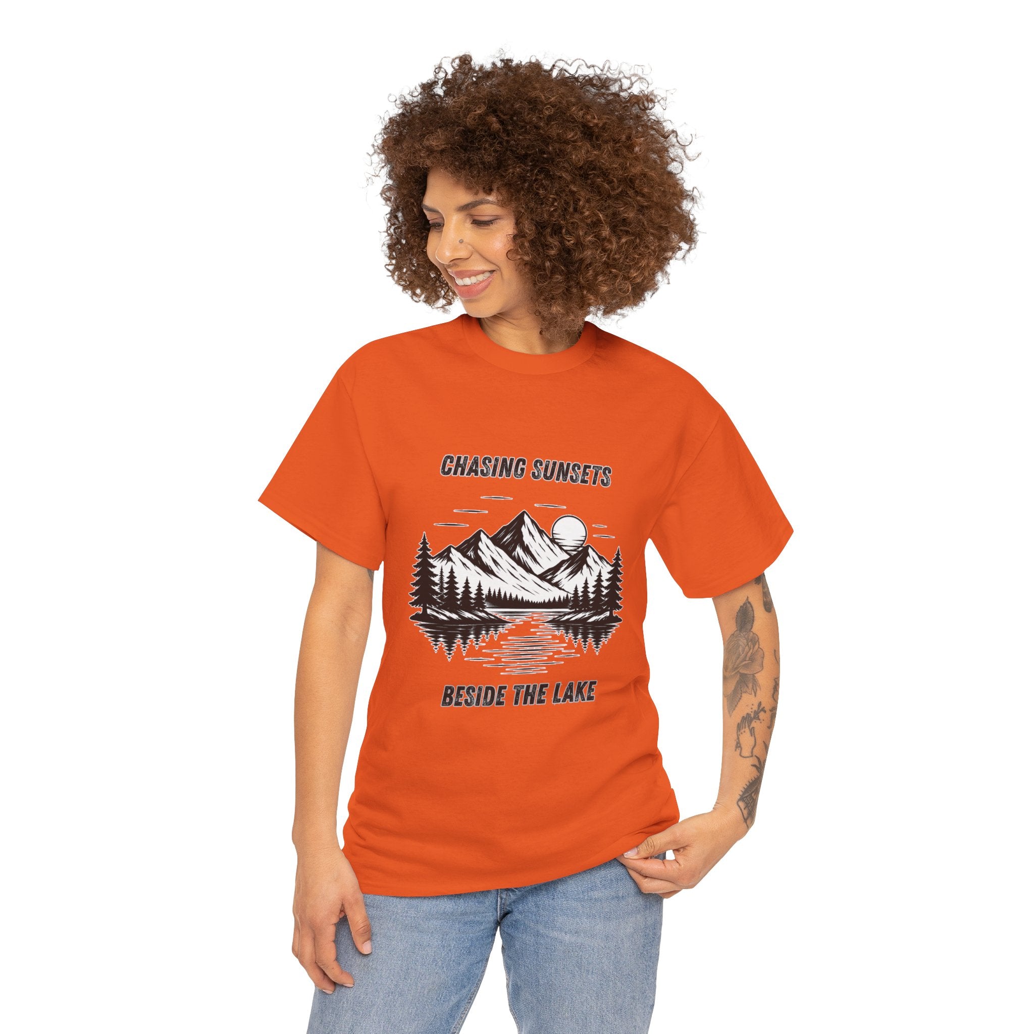 Chasing Sunsets Beside The Lake T Shirt – Vintage Hiking Camping Mountain Graphic Tee