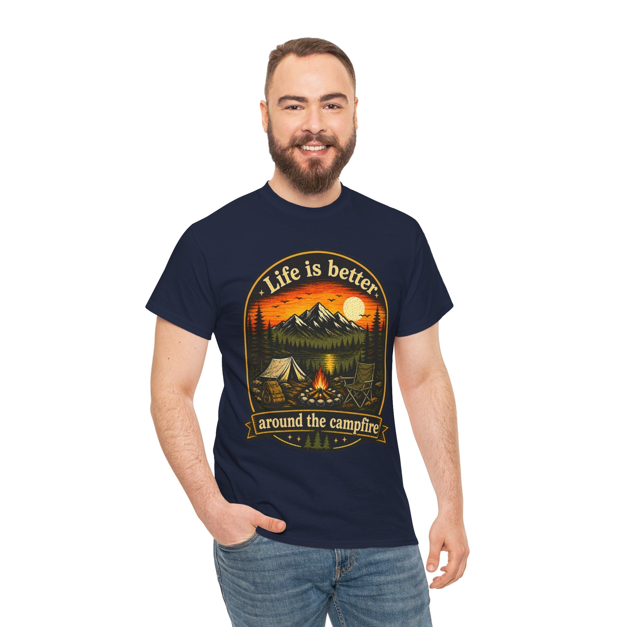 Life Is Better Around the Campfire T Shirt – Vintage Camping Graphic Tee for Hikers & Outdoor Lovers