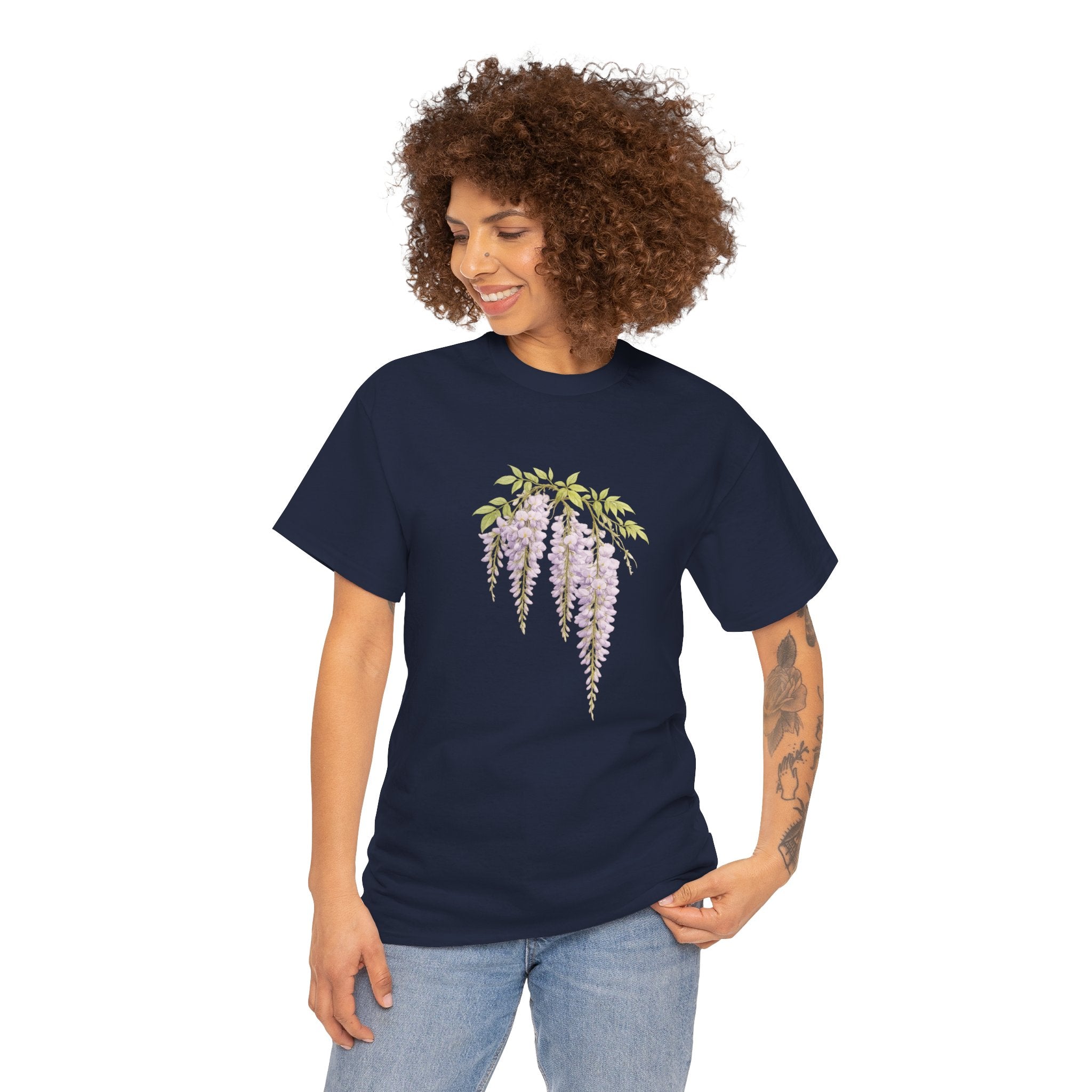 Wisteria Blossom Floral T Shirt – Vintage Botanical Hanging Purple Flower Graphic Tee