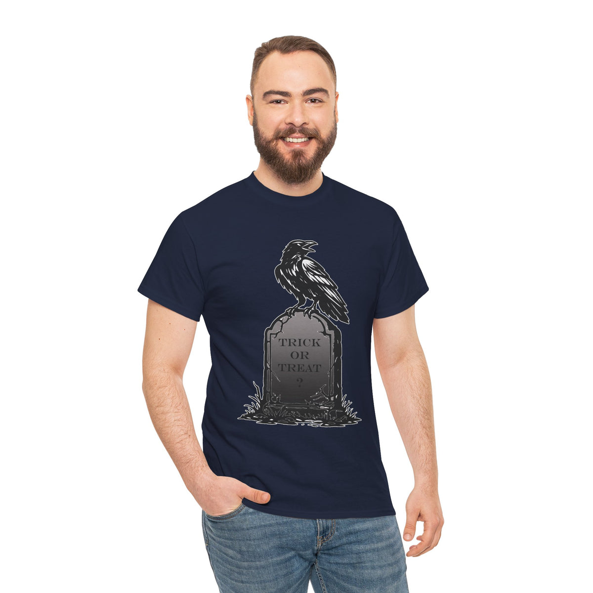 Raven Headstone Halloween Graphic T-Shirt | WildOrbit