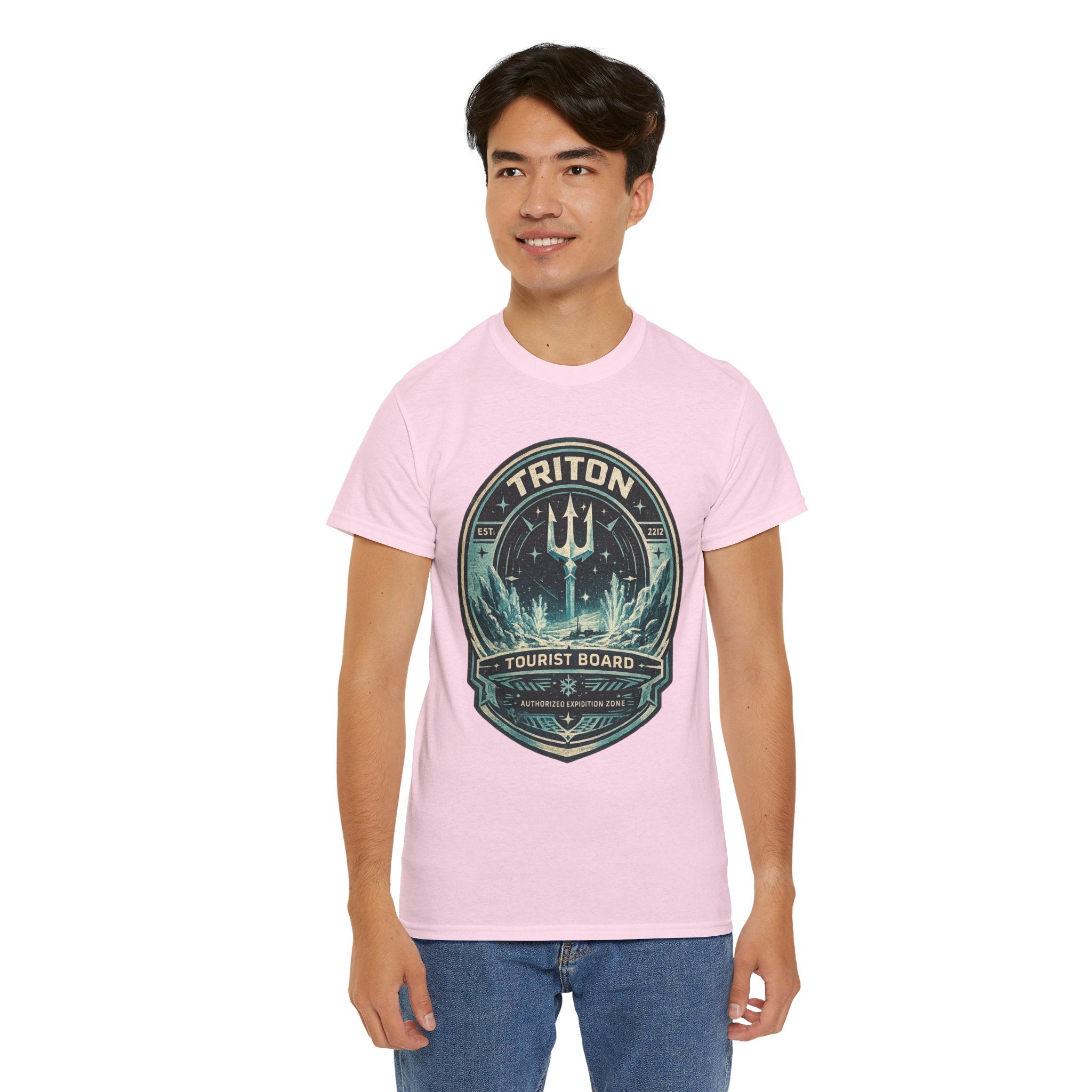 Triton Tourist Board T Shirt – Retro Sci Fi Ocean Planet Graphic Tee