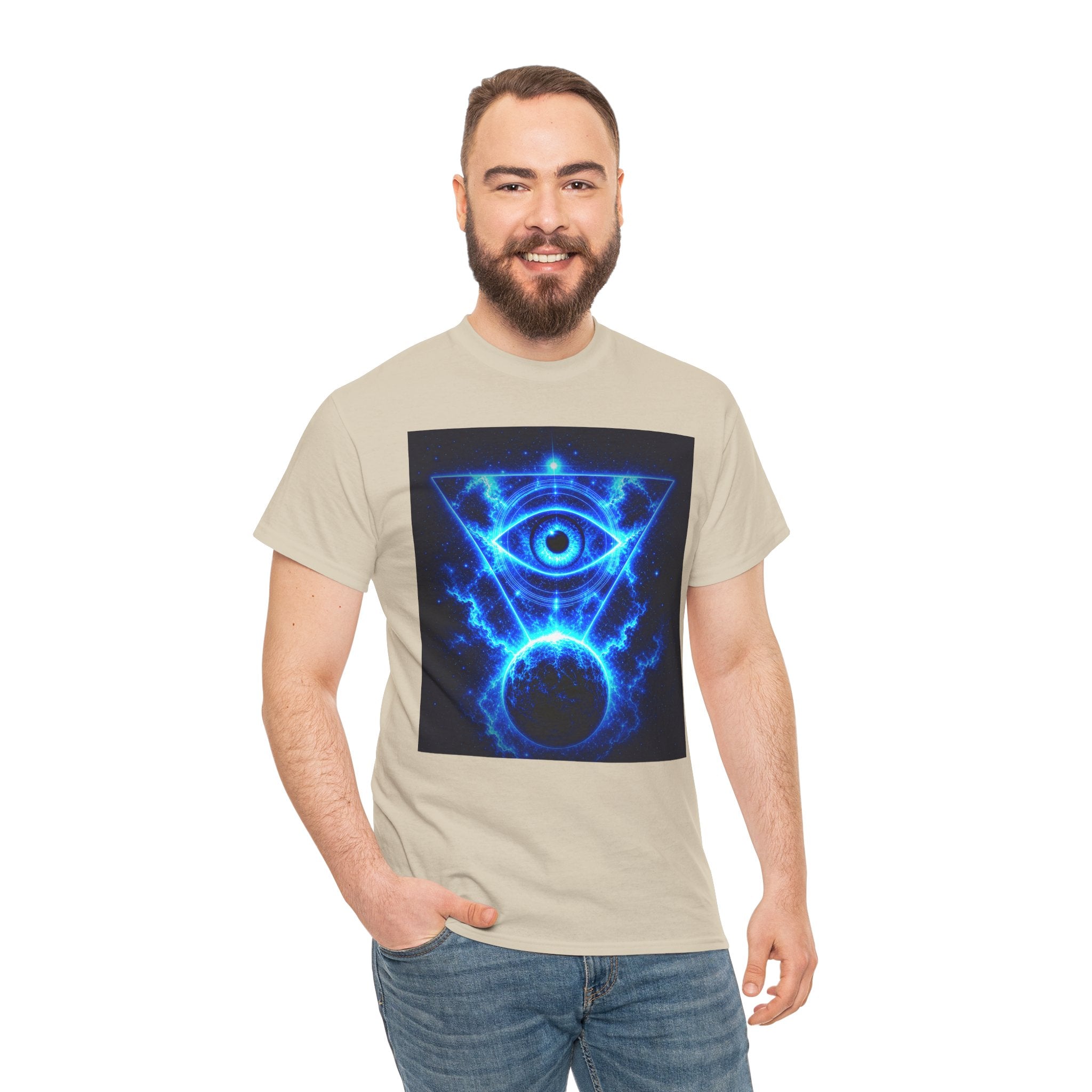 Sci Fi Cosmic Third Eye T Shirt – Electric Blue Occult Graphic Tee