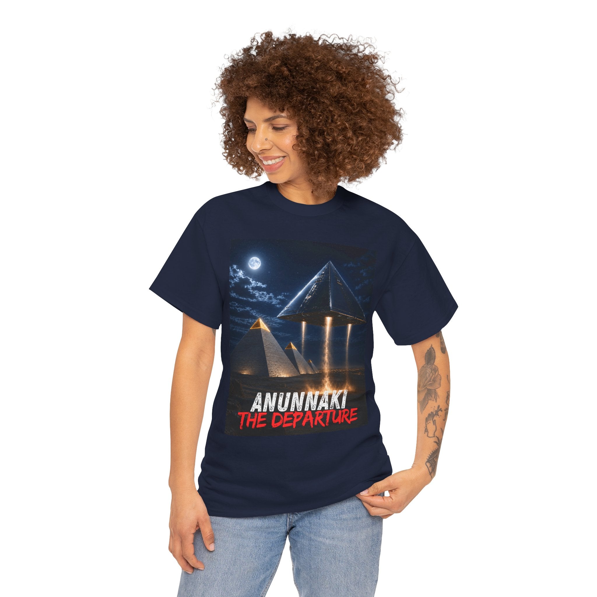 Anunnaki The Departure T-Shirt – Ancient Alien UFO Pyramid Sci-Fi Graphic Tee