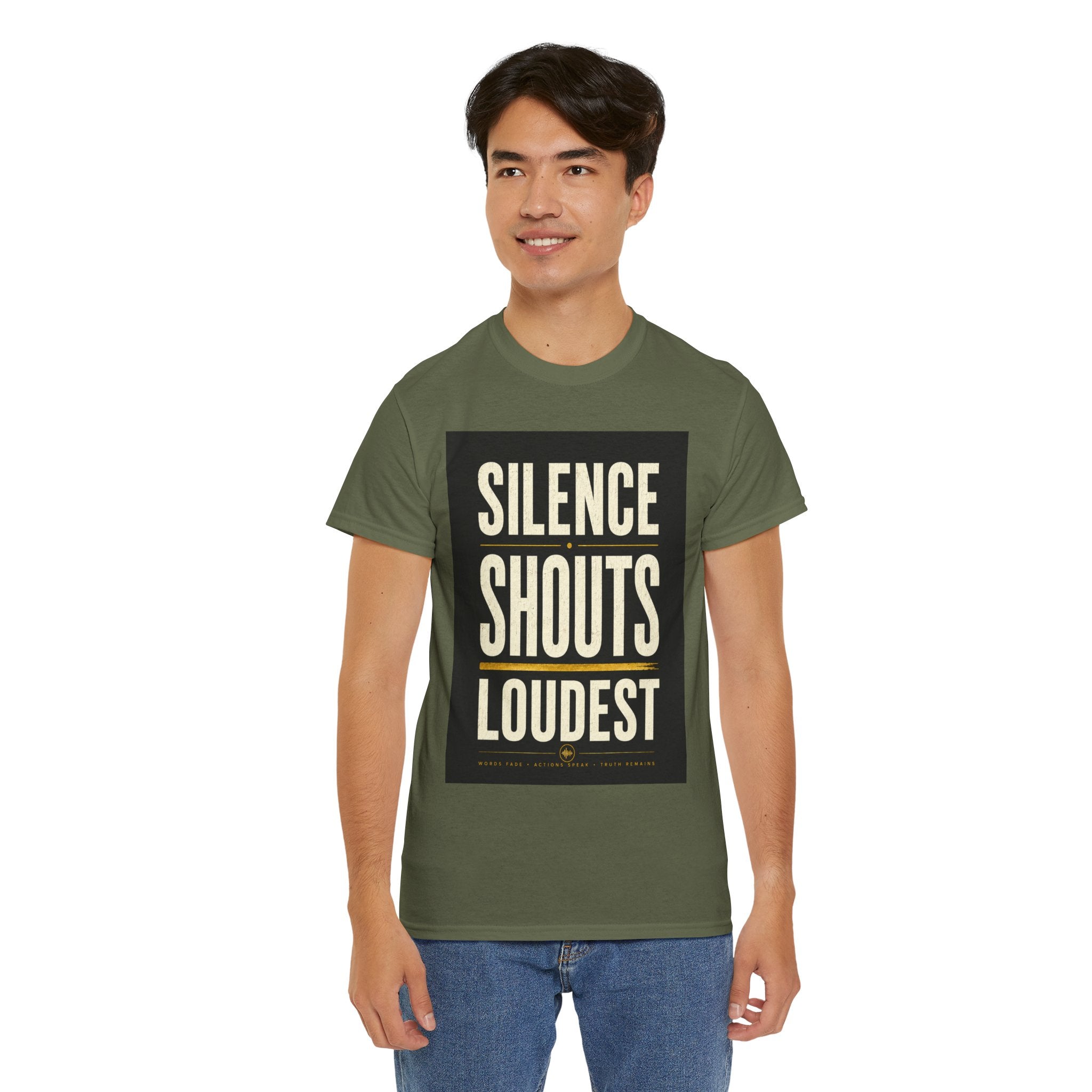 Silence Shouts Loudest T Shirt – Inspirational Quote Graphic Tee for Men & Women