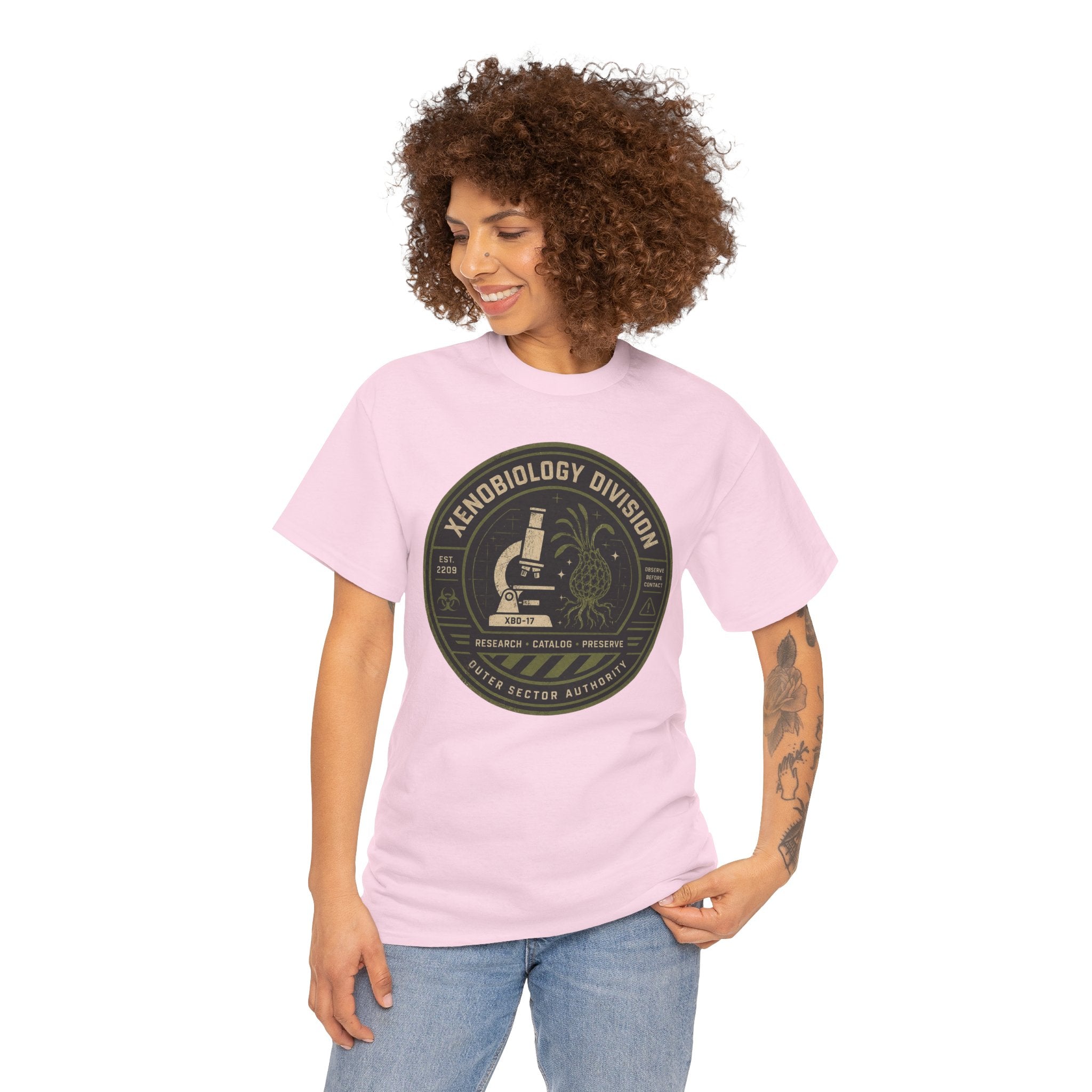 Xenobiology Division T Shirt – Retro Sci Fi Microbiology Research Graphic Tee