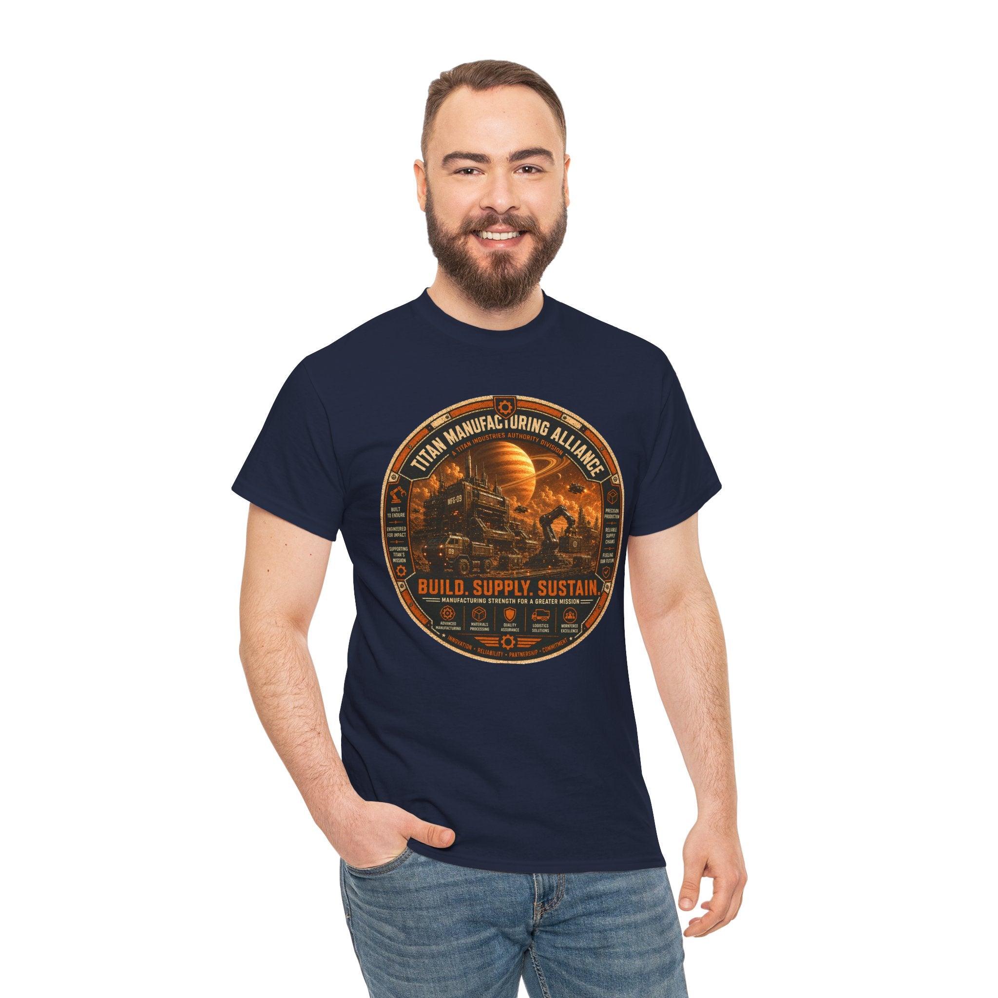 Titan Manufacturing Alliance T Shirt – Retro Industrial Sci Fi Graphic Tee
