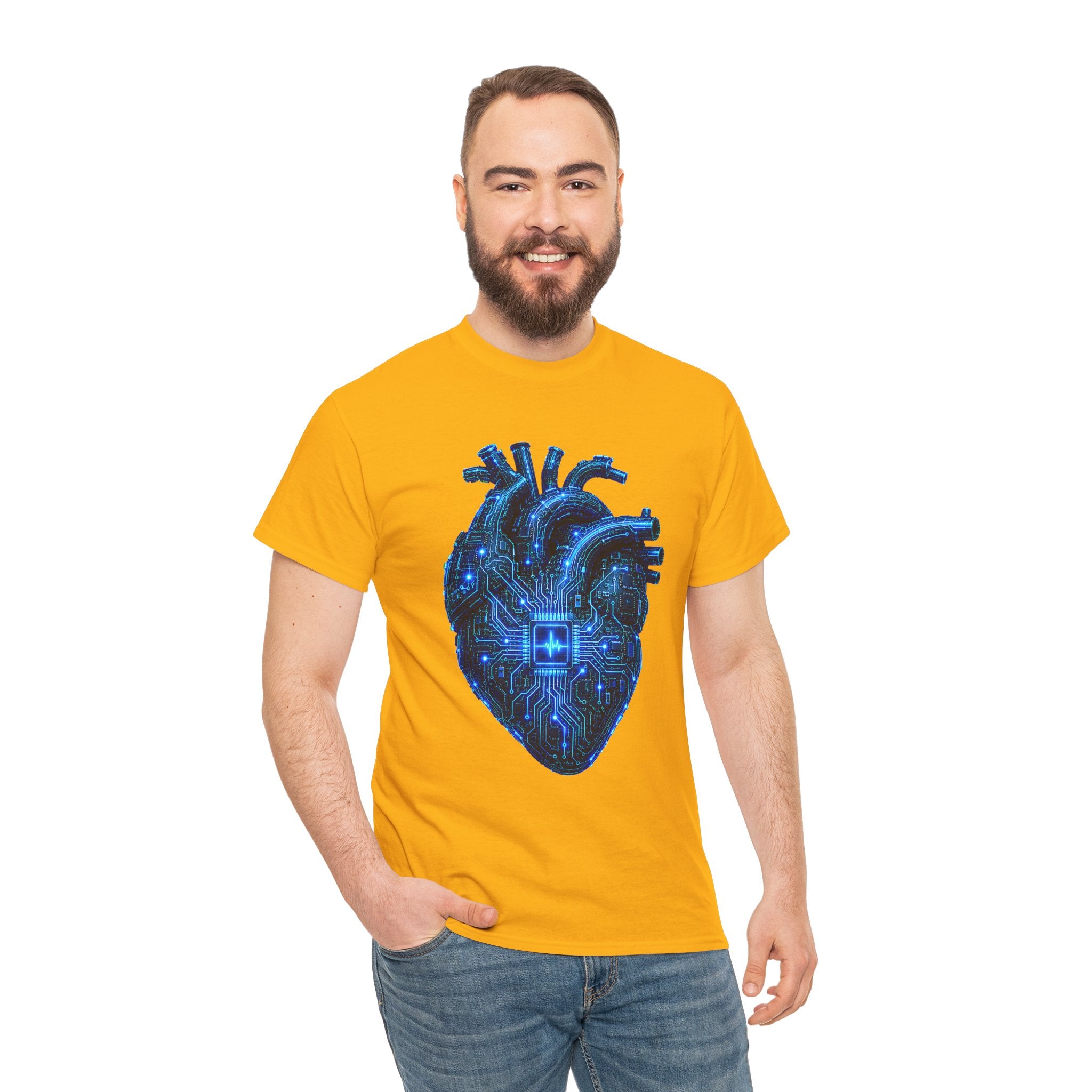 Synthetic Heart Cyberpunk Graphic T-Shirt | WildOrbit