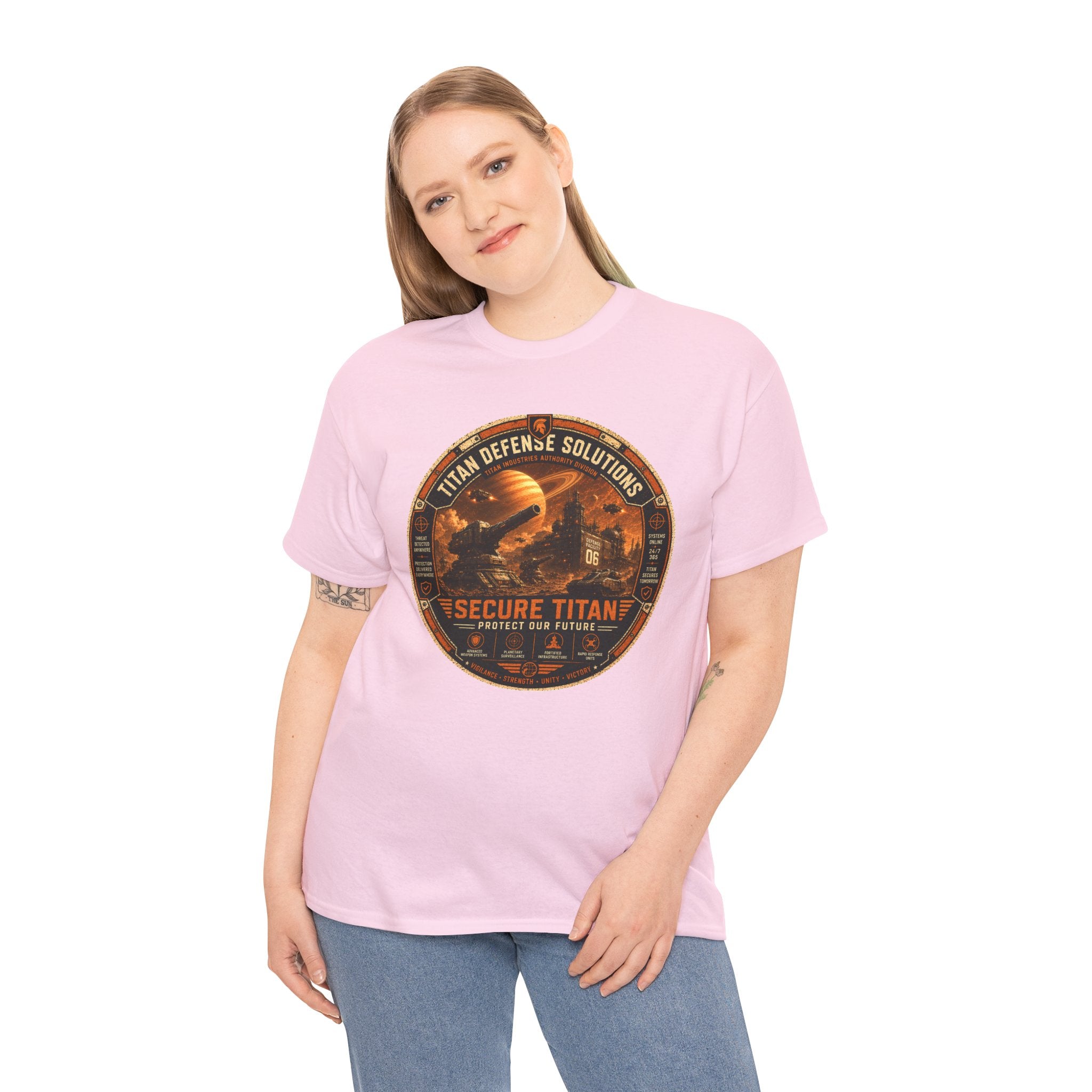 Titan Defense Solutions Graphic T Shirt – Retro Sci Fi Military Space Patch Tee