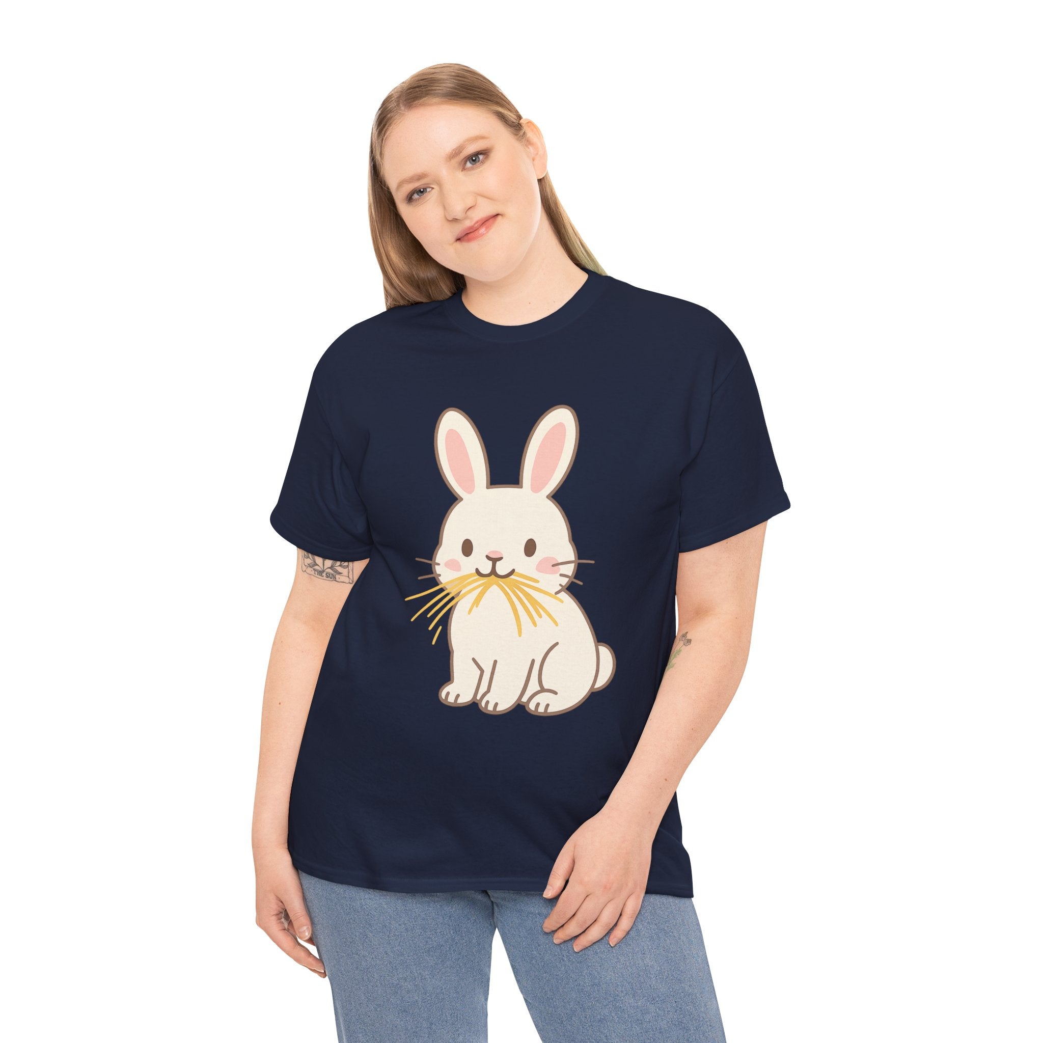 Cute Bunny Eating Hay T Shirt – Adorable Cartoon Rabbit Graphic Tee