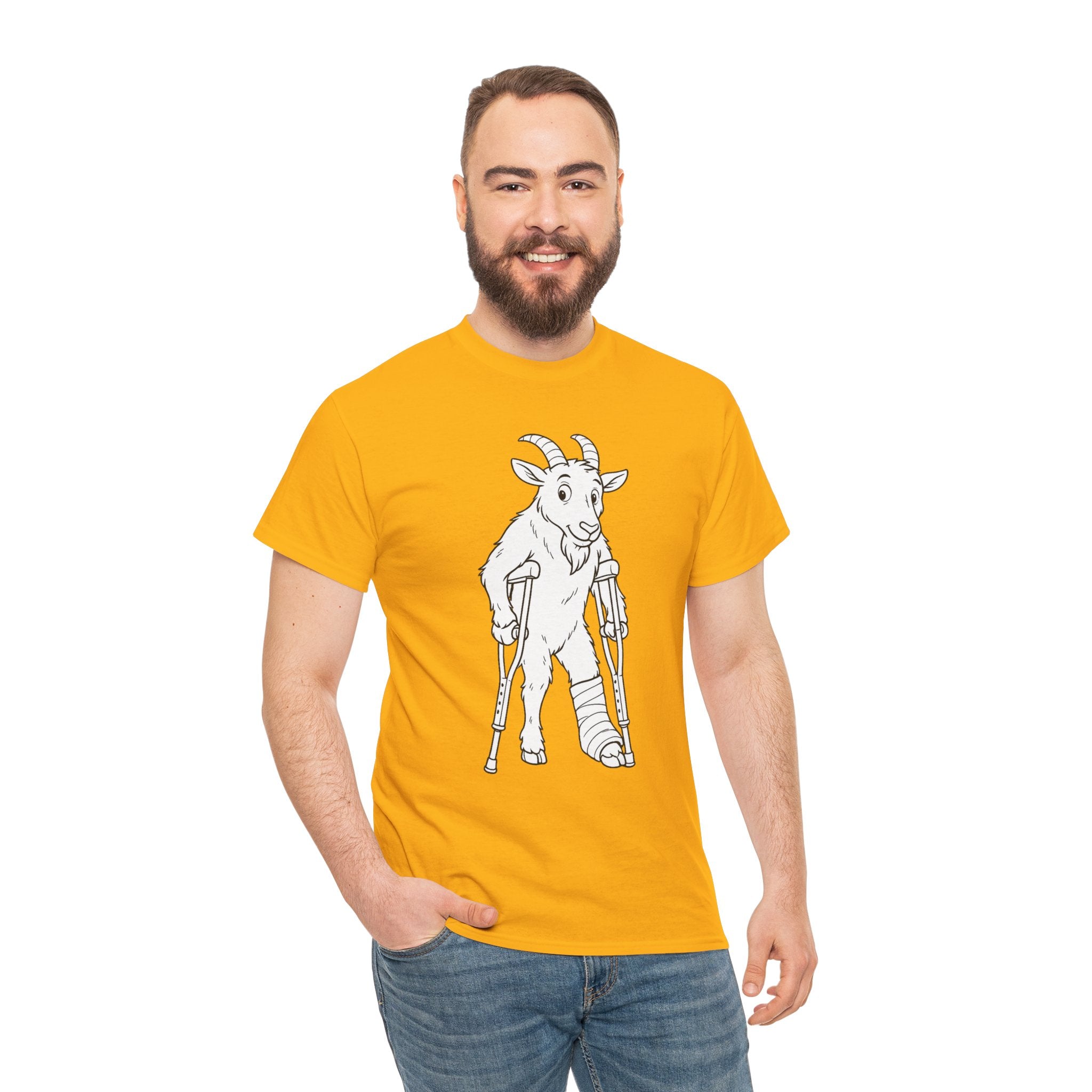 Funny Goat on Crutches T Shirt – Cute Hiking & Camping Graphic Tee for Outdoor Lovers