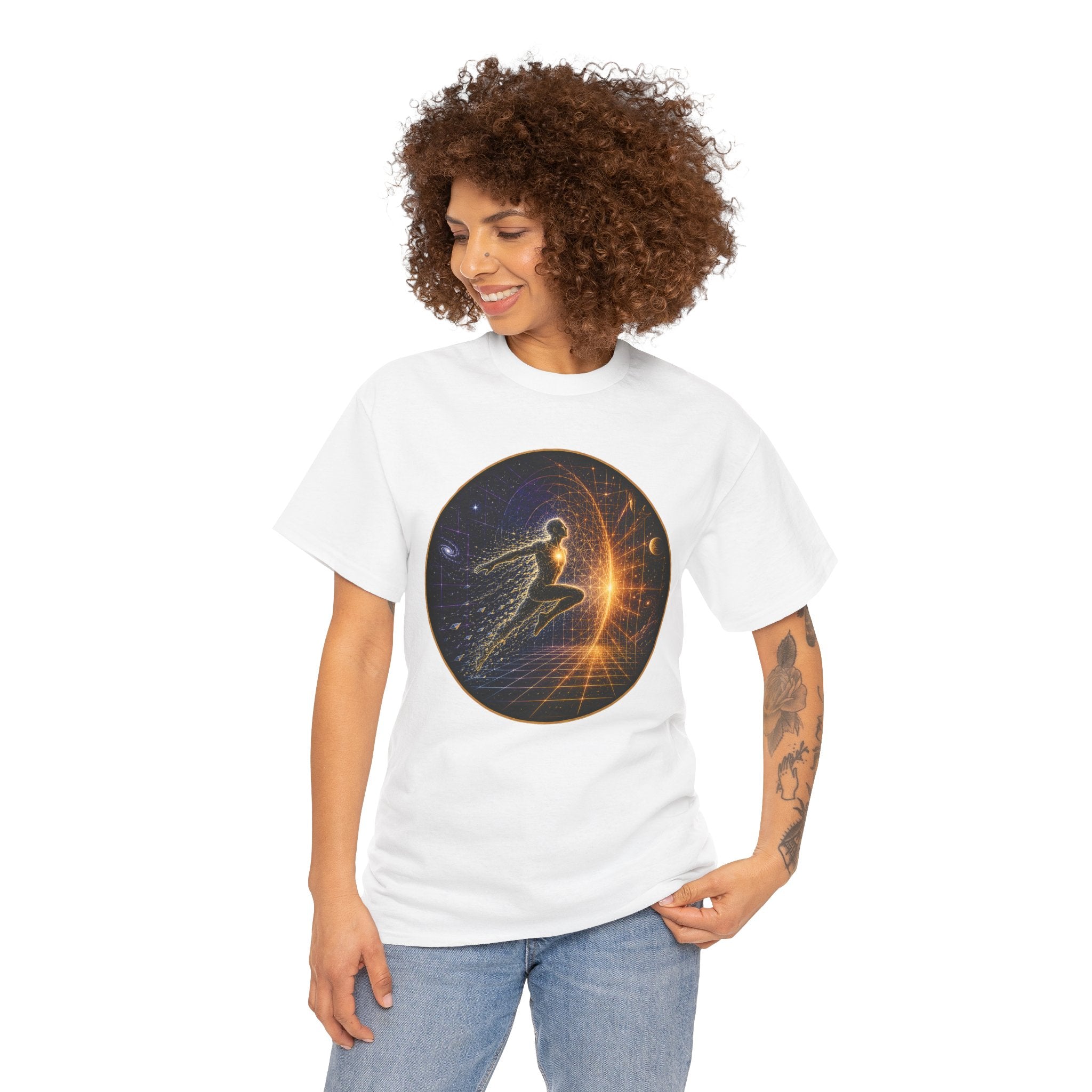 Quantum Leap Illustrated T-Shirt – Cosmic Transformation Graphic Tee