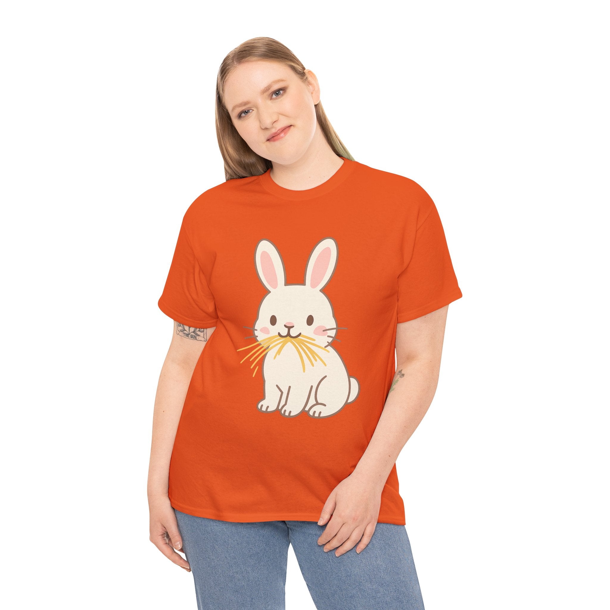Cute Bunny Eating Hay T Shirt – Adorable Cartoon Rabbit Graphic Tee