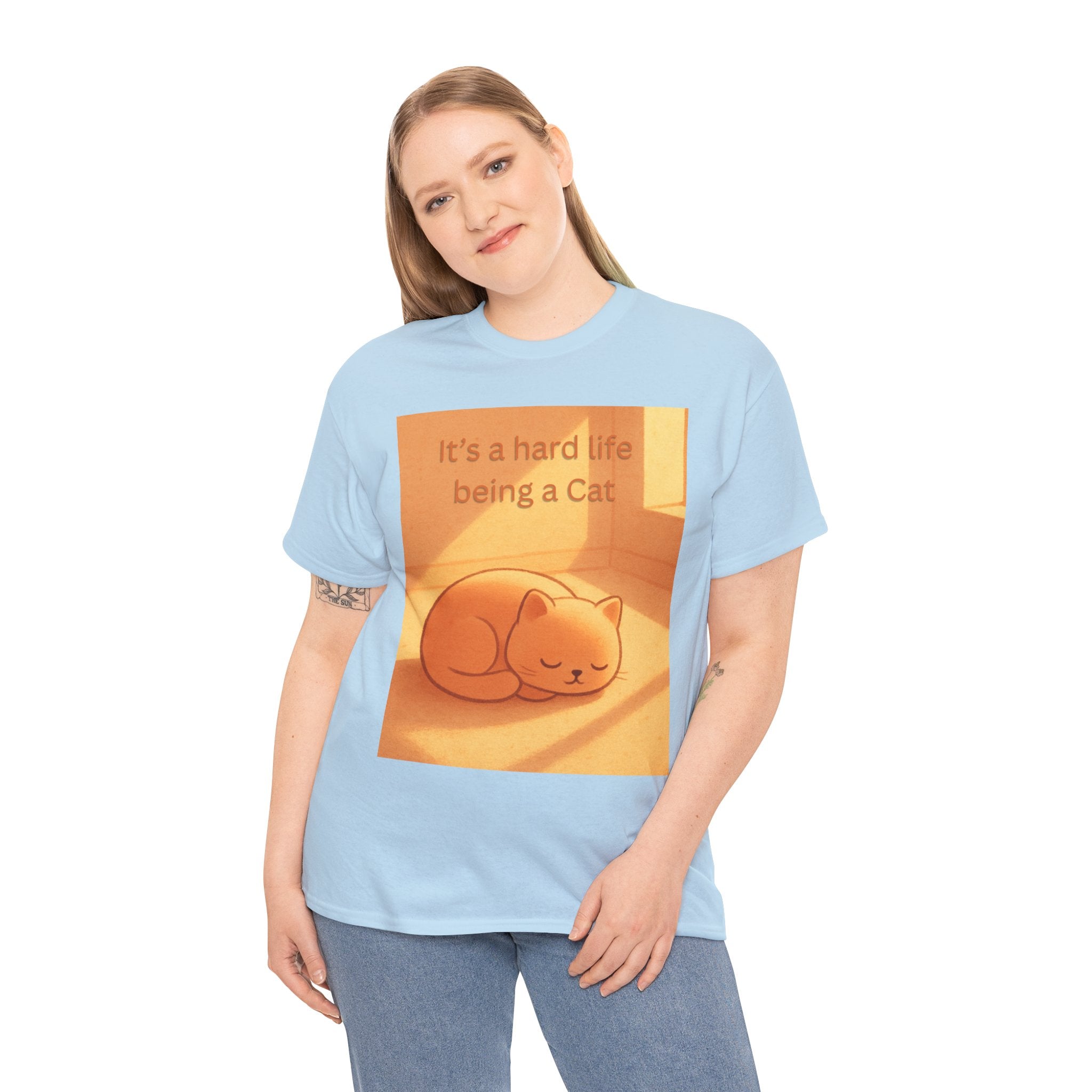 Funny Sleeping Cat T Shirt – It’s a Hard Life Being a Cat Cozy Cat Graphic Tee