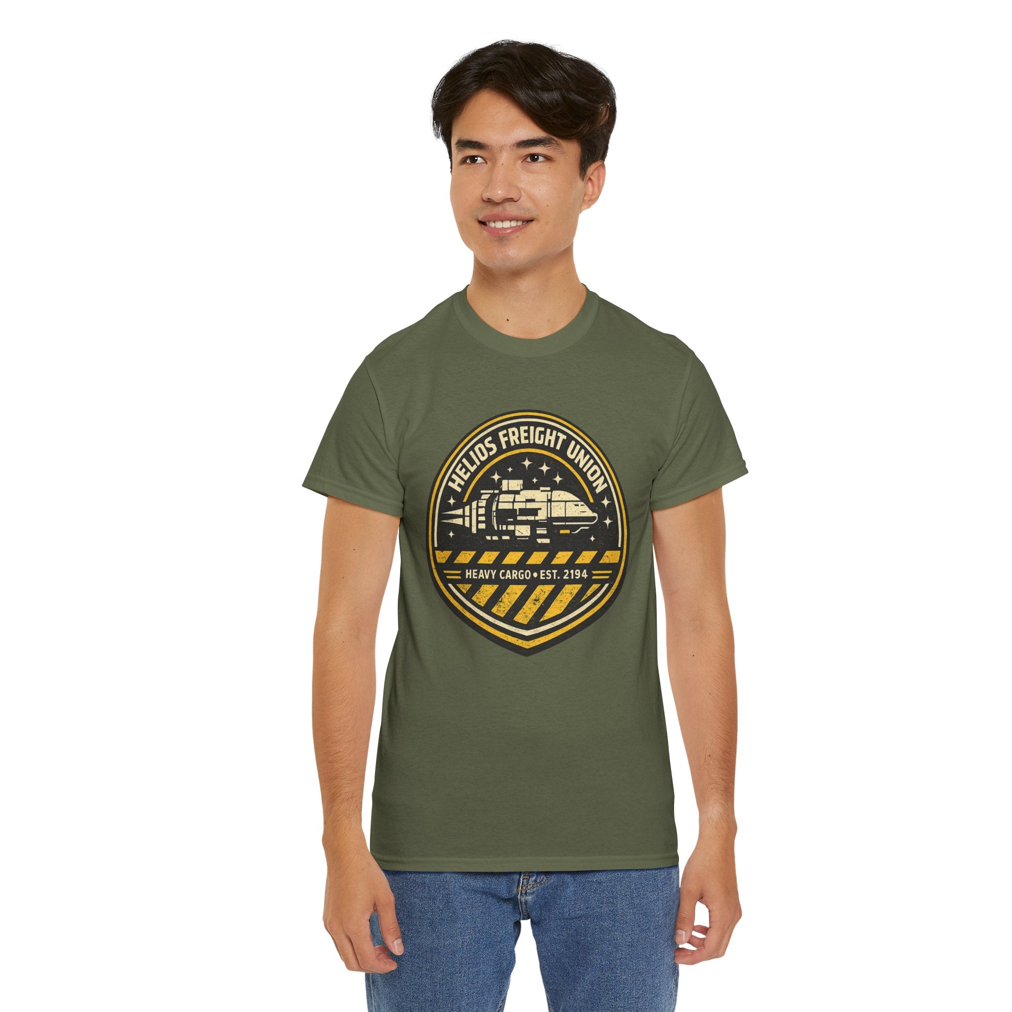 Helios Freight Union Freighter Crew T Shirt – Retro Sci Fi Cargo Ship Graphic Tee