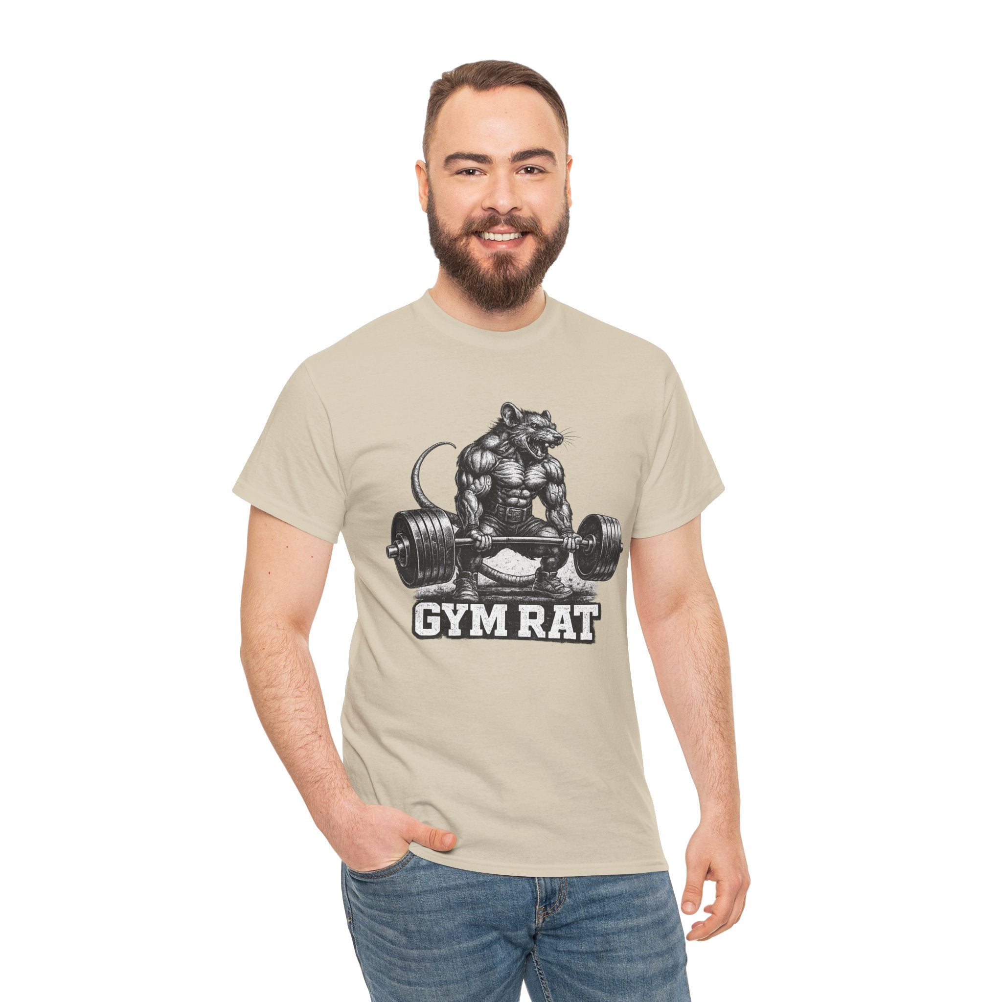 Gym Rat T-Shirt – Muscular Rat Deadlift Weightlifting Graphic Tee