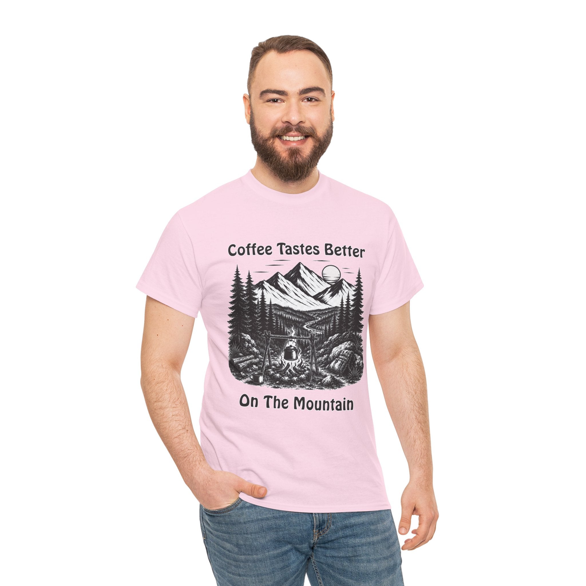 Coffee Tastes Better On The Mountain T Shirt – Camping Hiking Adventure Graphic Tee
